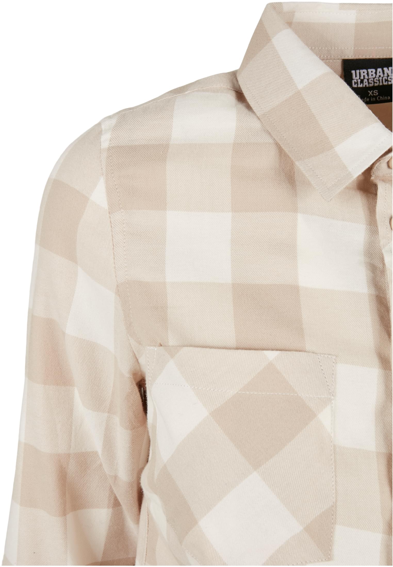 Ladies Turnup Checked Flanell Shirt | whitesand/lighttaupe