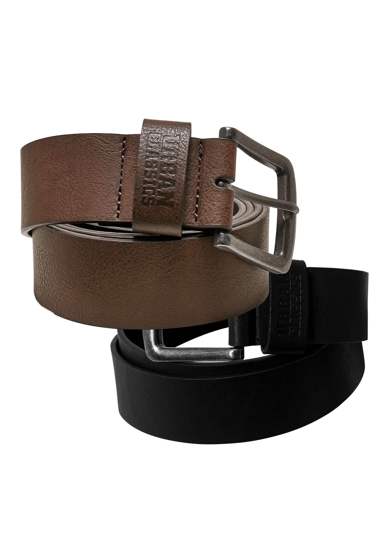 Leather Imitation Belt 2-Pack | black/brown