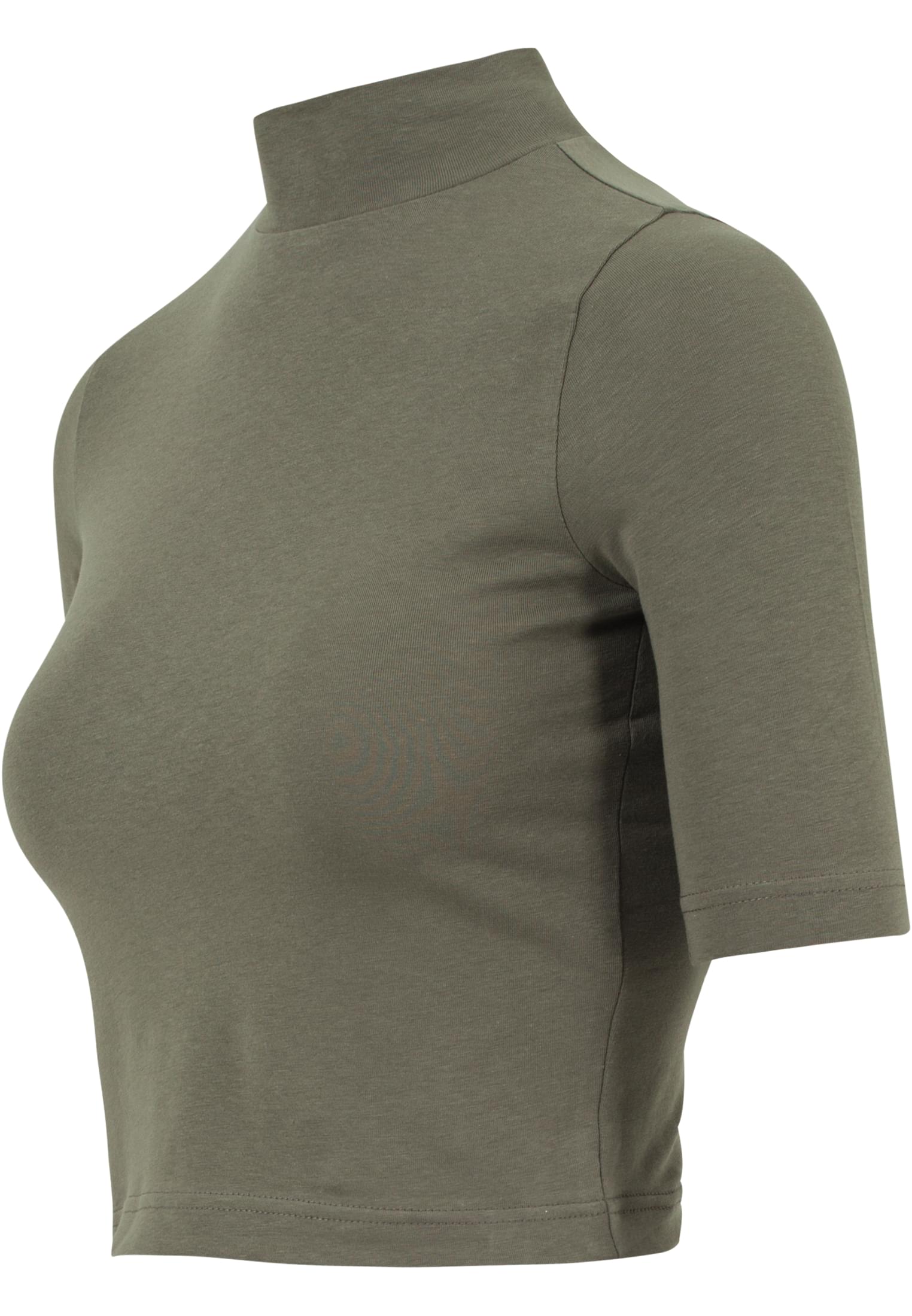 Ladies Cropped Turtleneck Tee | olive