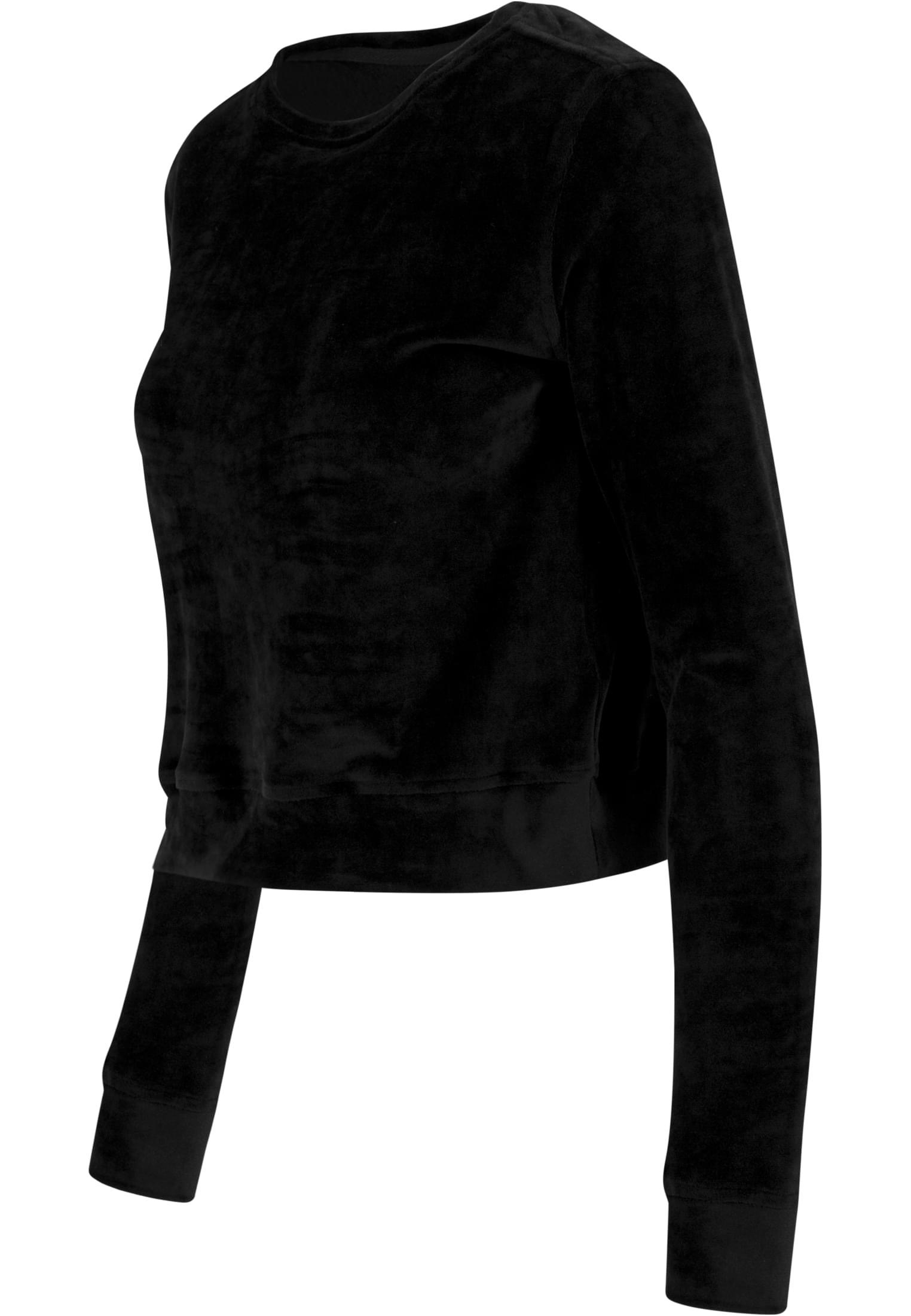 Ladies Short Velvet Crew | black