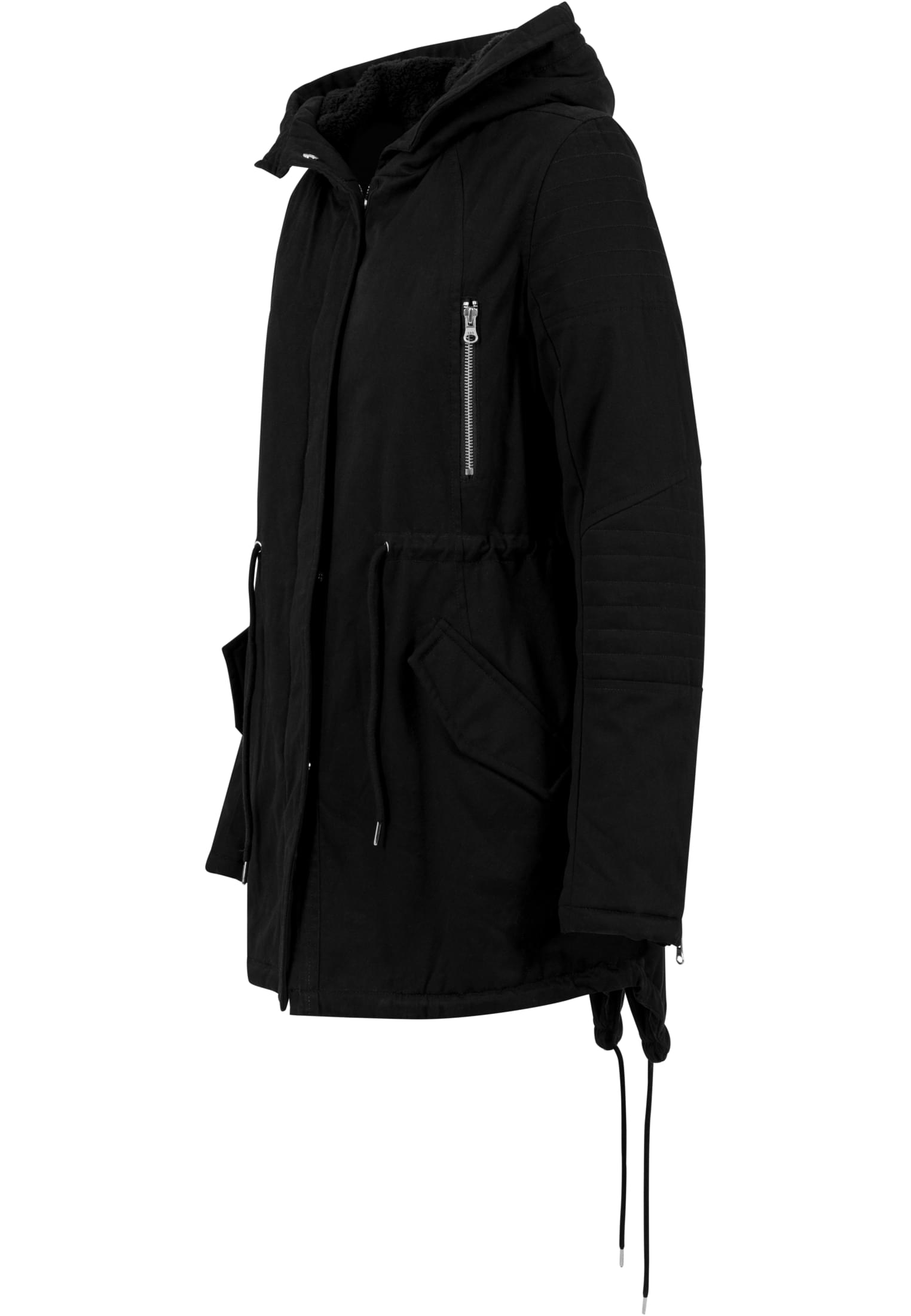 Ladies Sherpa Lined Cotton Parka | black