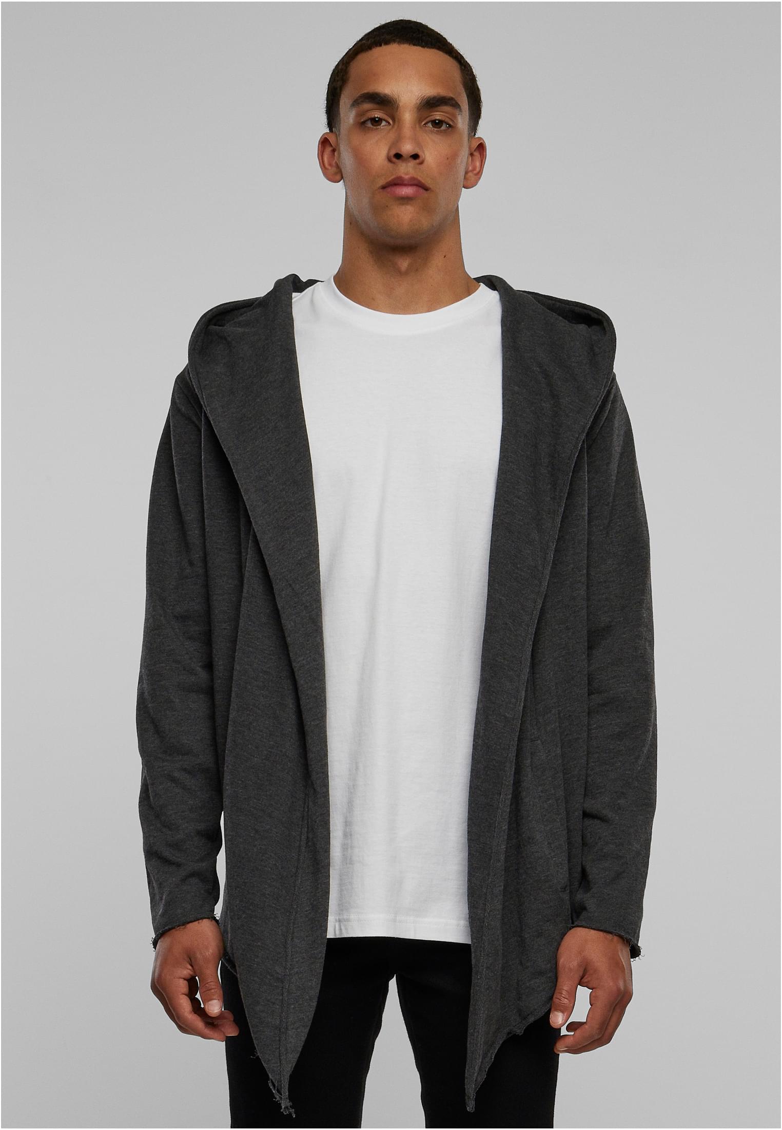 Long Hooded Open Edge Cardigan | charcoal