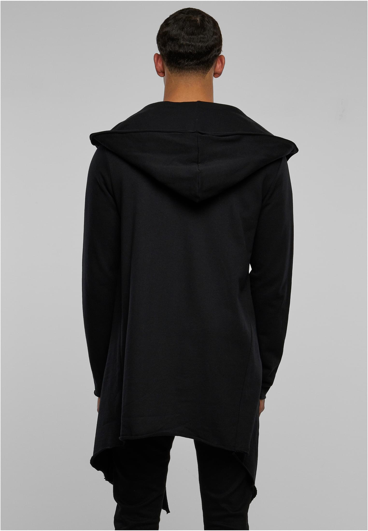 Long Hooded Open Edge Cardigan | black