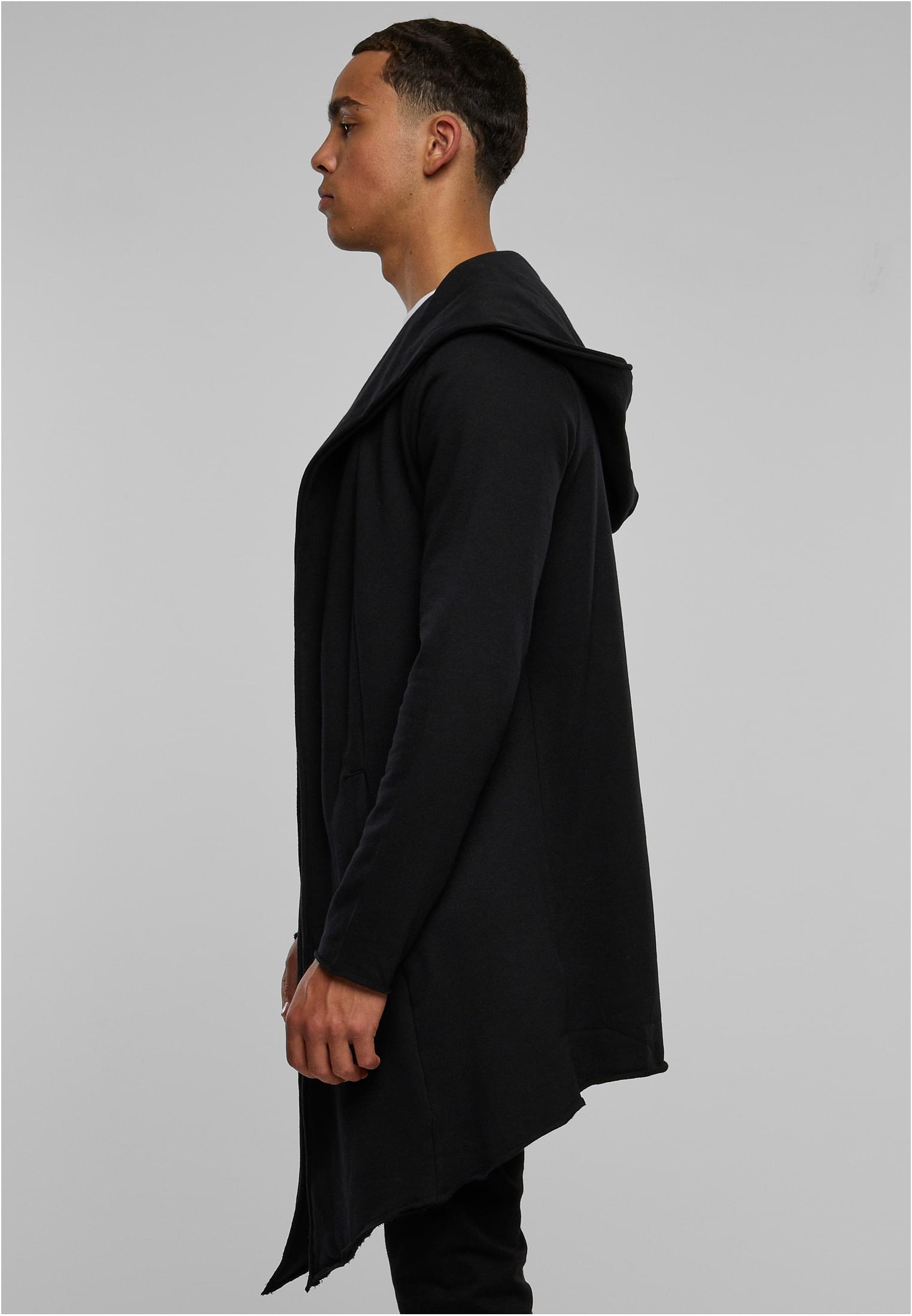 Long Hooded Open Edge Cardigan | black