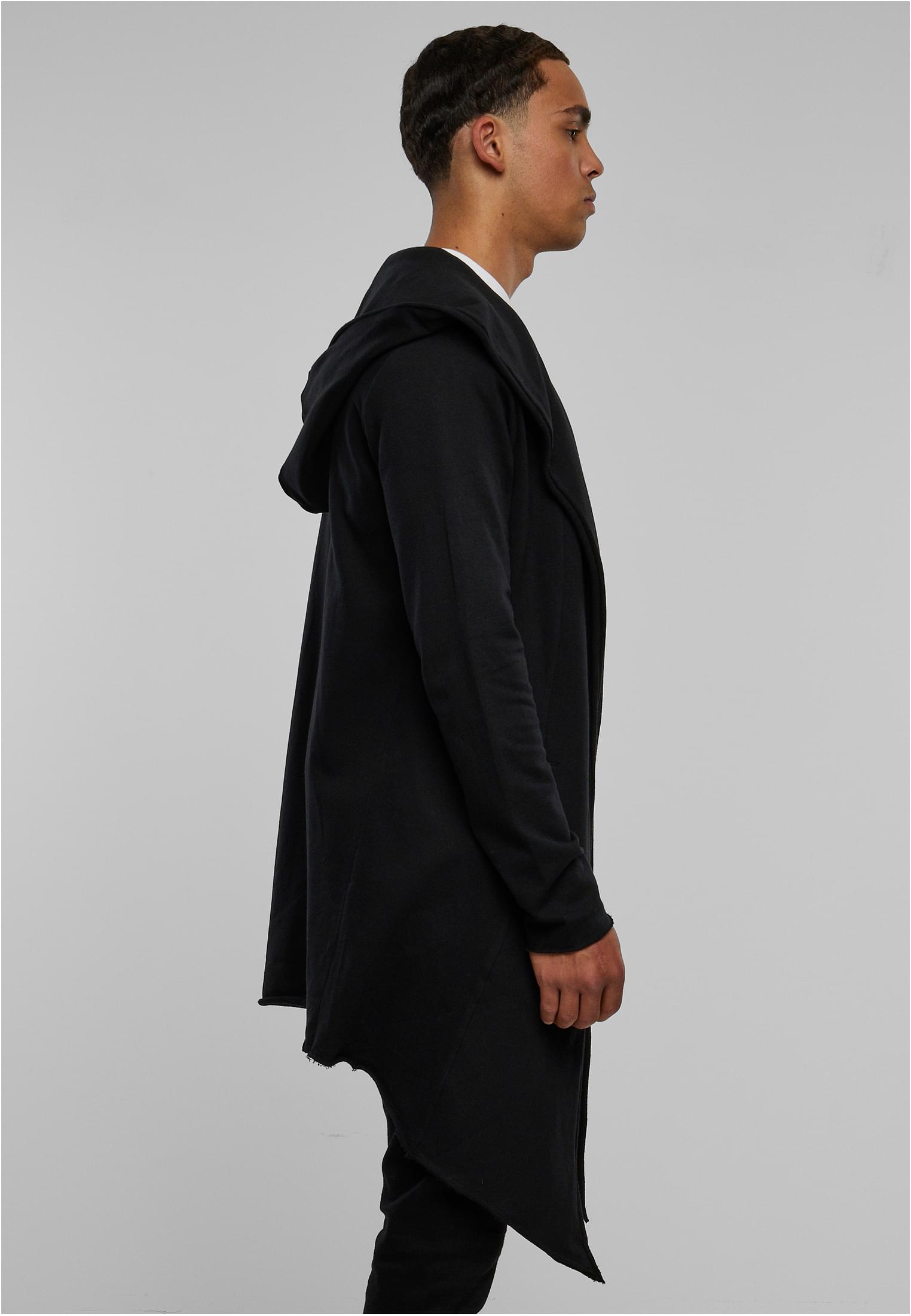 Long Hooded Open Edge Cardigan | black