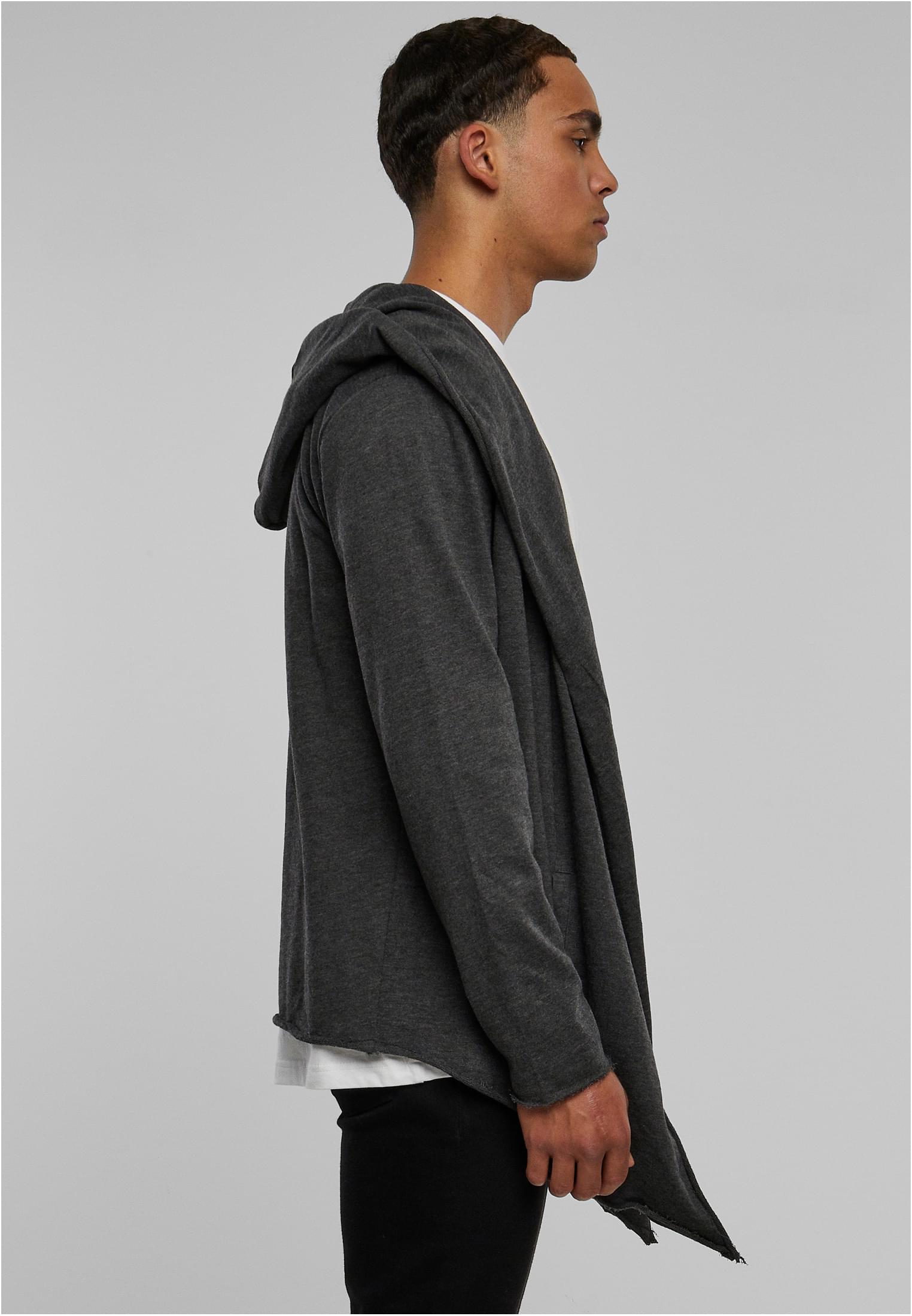 Long Hooded Open Edge Cardigan | charcoal