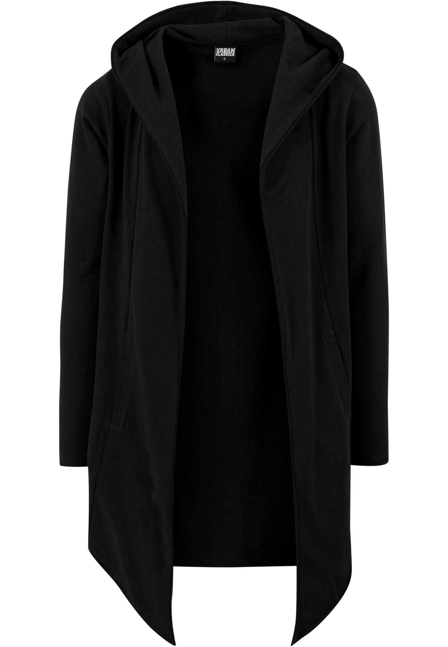 Long Hooded Open Edge Cardigan | black