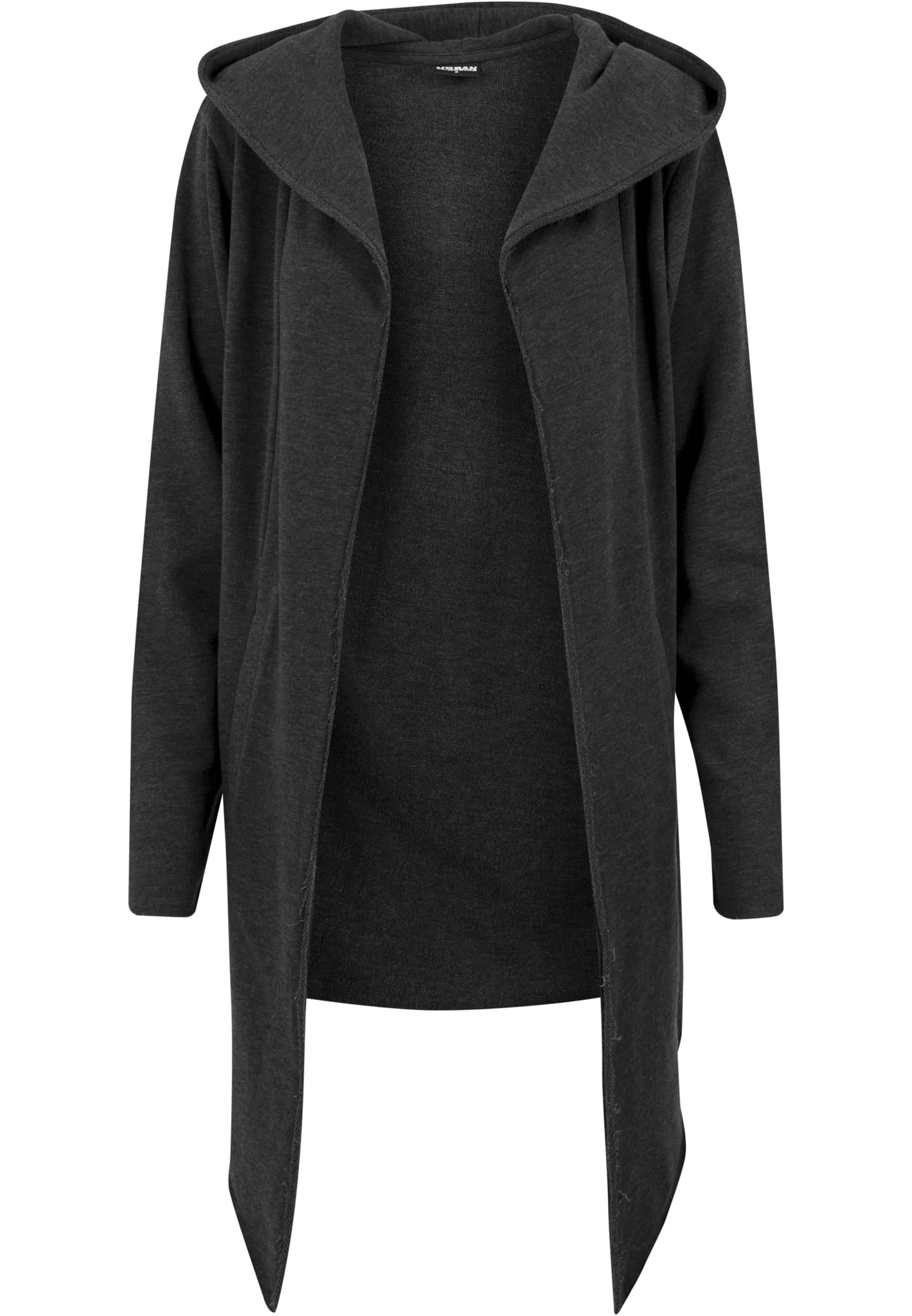 Long Hooded Open Edge Cardigan | charcoal