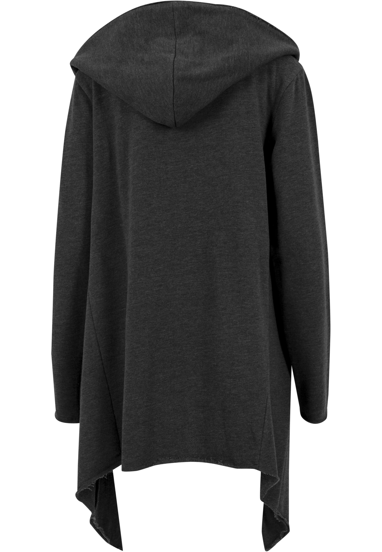 Long Hooded Open Edge Cardigan | charcoal