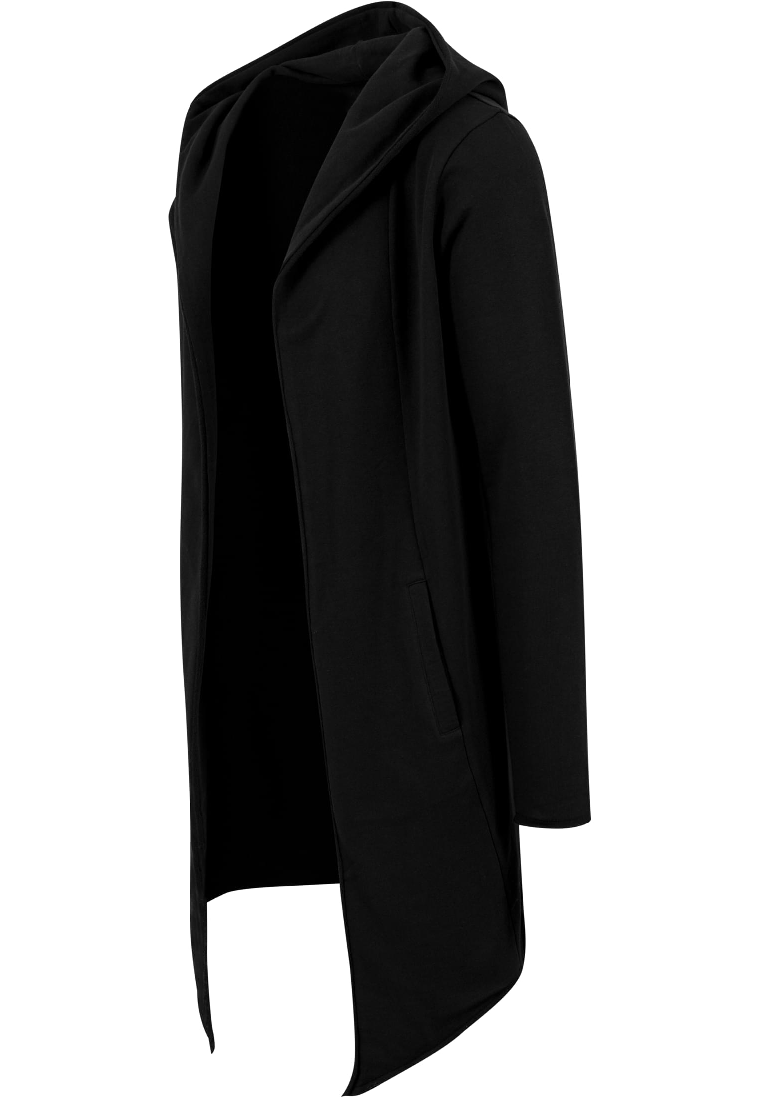 Long Hooded Open Edge Cardigan | black