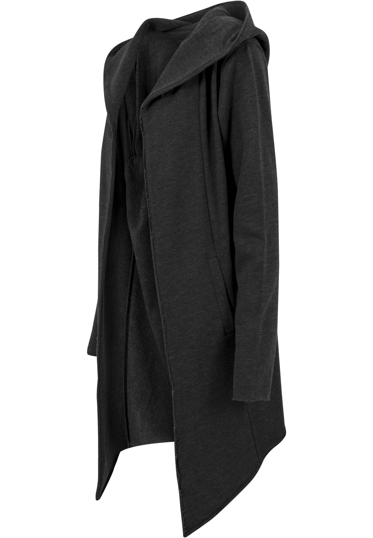 Long Hooded Open Edge Cardigan | charcoal