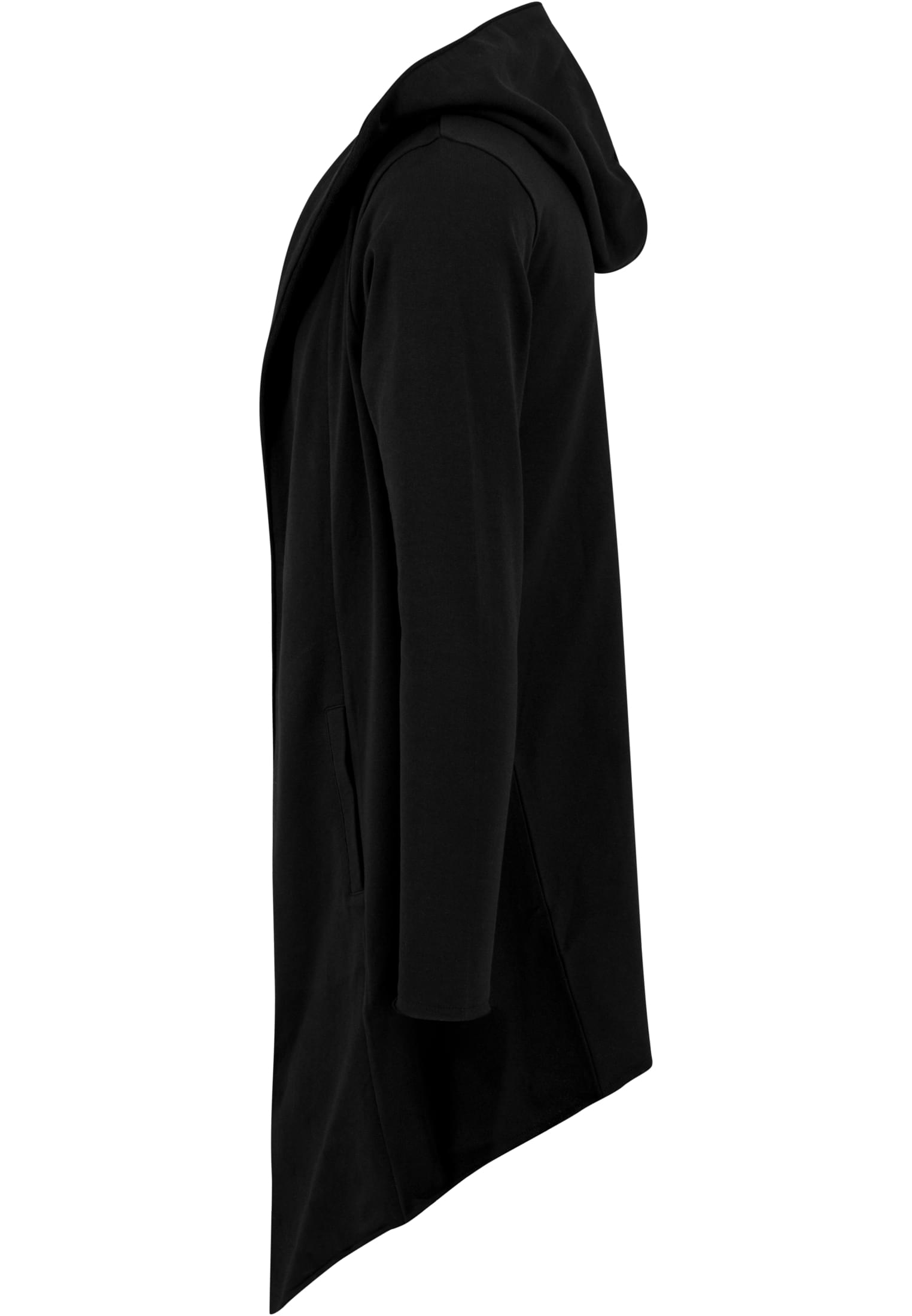 Long Hooded Open Edge Cardigan | black