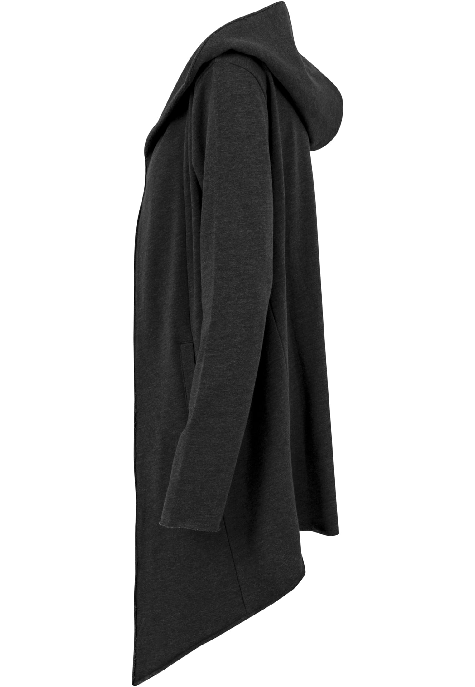 Long Hooded Open Edge Cardigan | charcoal