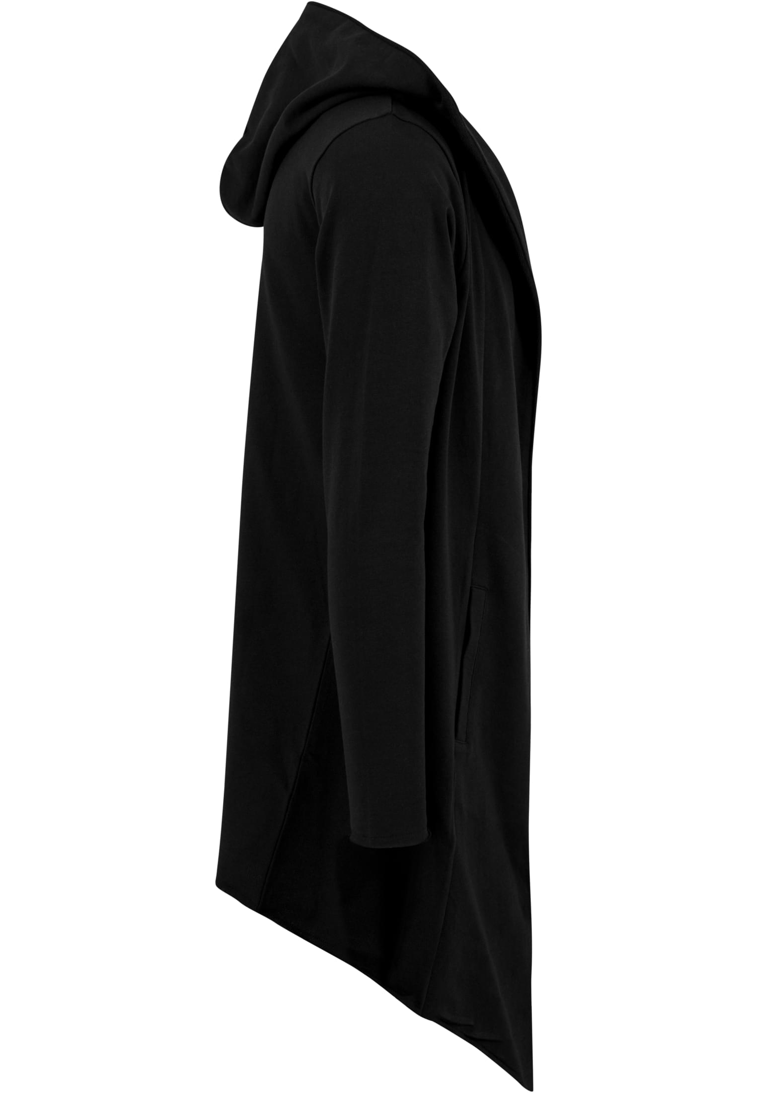 Long Hooded Open Edge Cardigan | black