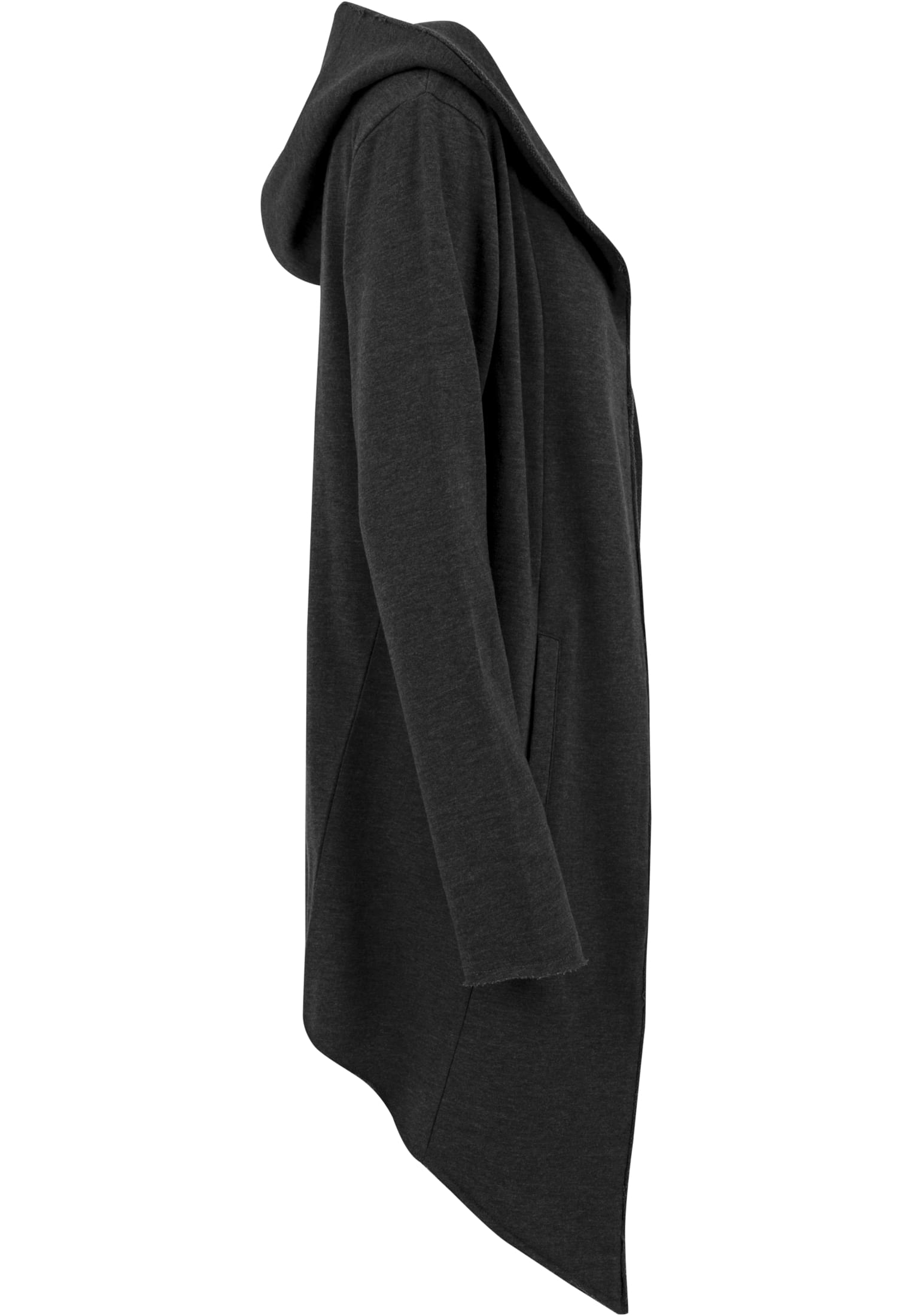 Long Hooded Open Edge Cardigan | charcoal