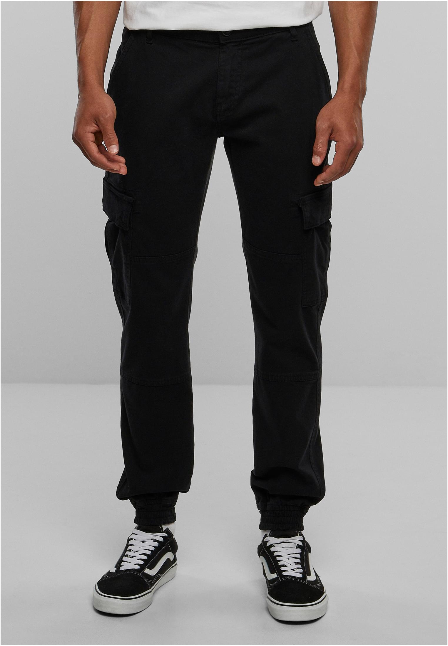 Washed Cargo Twill Jogging Pants | black