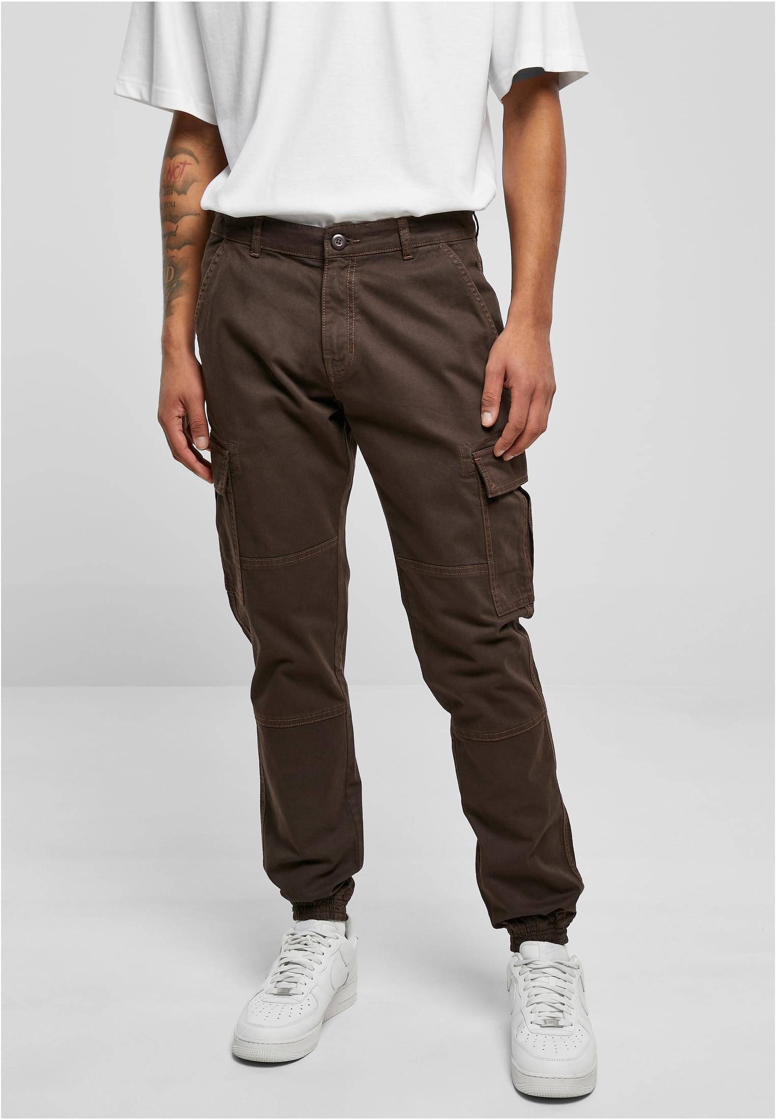 Washed Cargo Twill Jogging Pants | brown