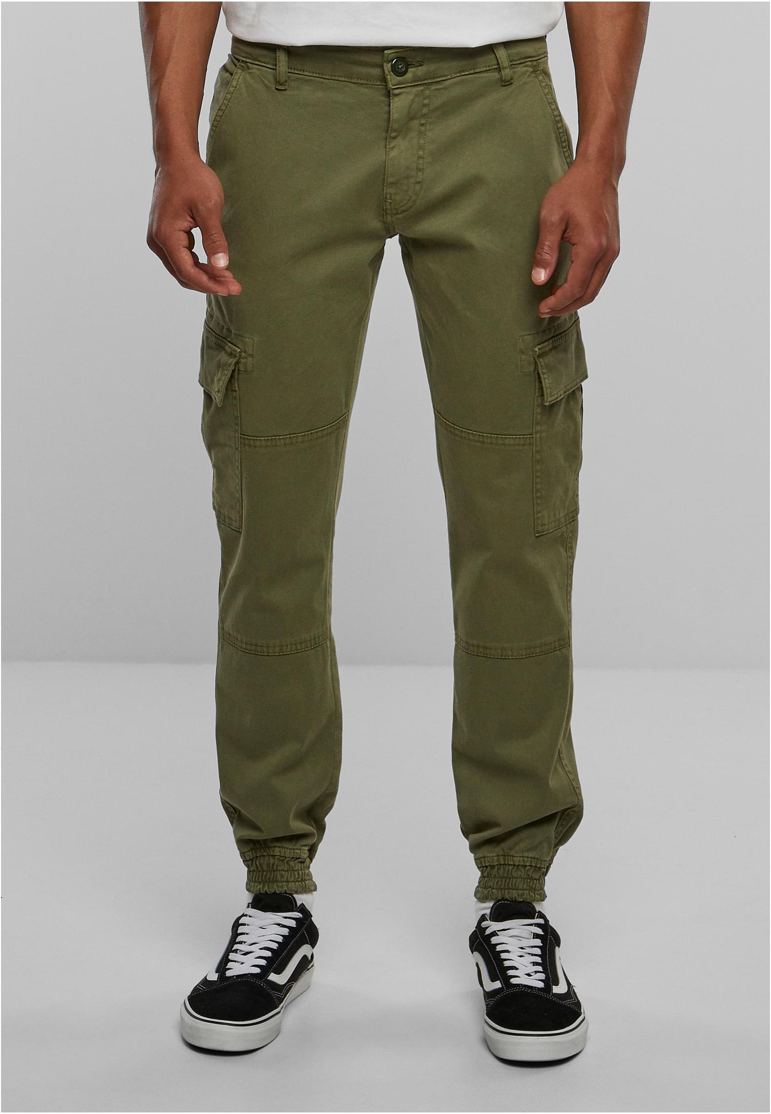 Washed Cargo Twill Jogging Pants | olive