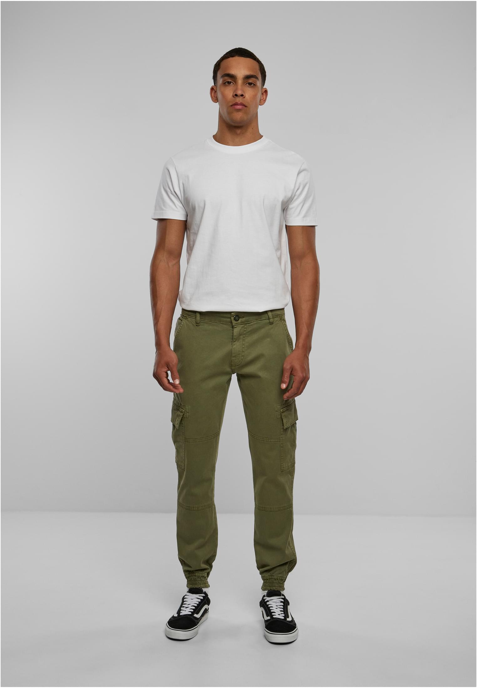 Washed Cargo Twill Jogging Pants | olive