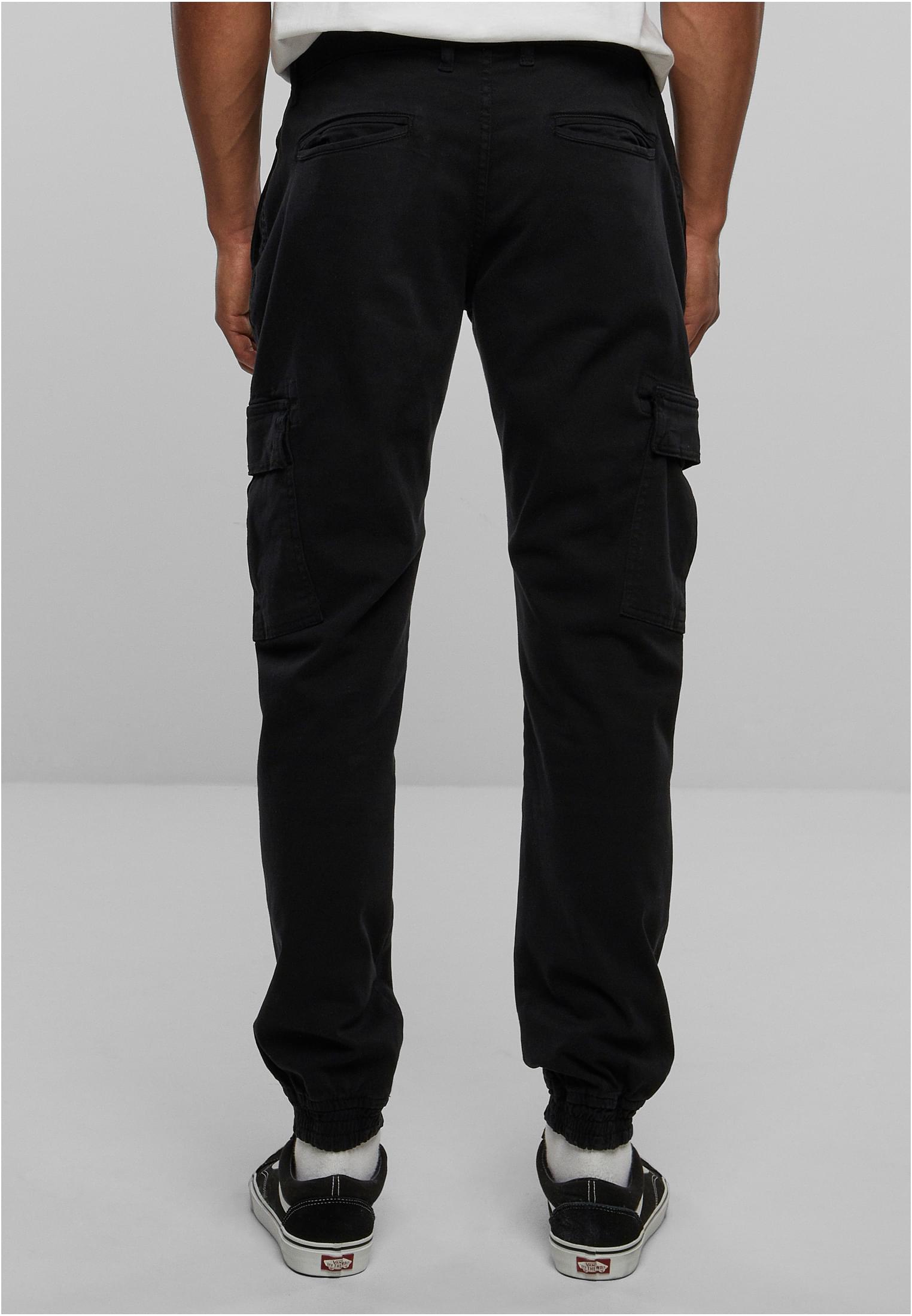 Washed Cargo Twill Jogging Pants | black