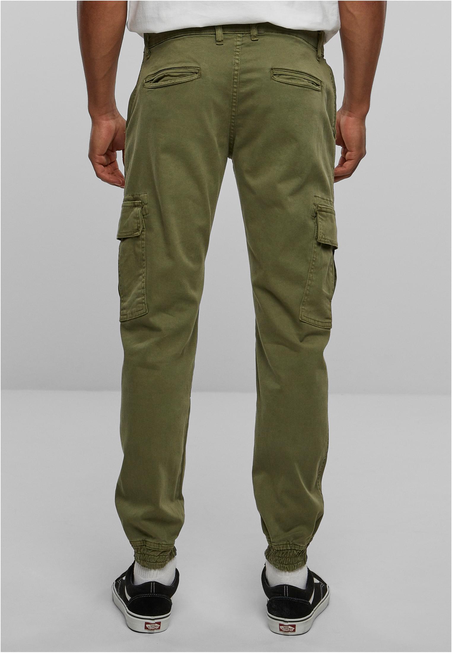 Washed Cargo Twill Jogging Pants | olive