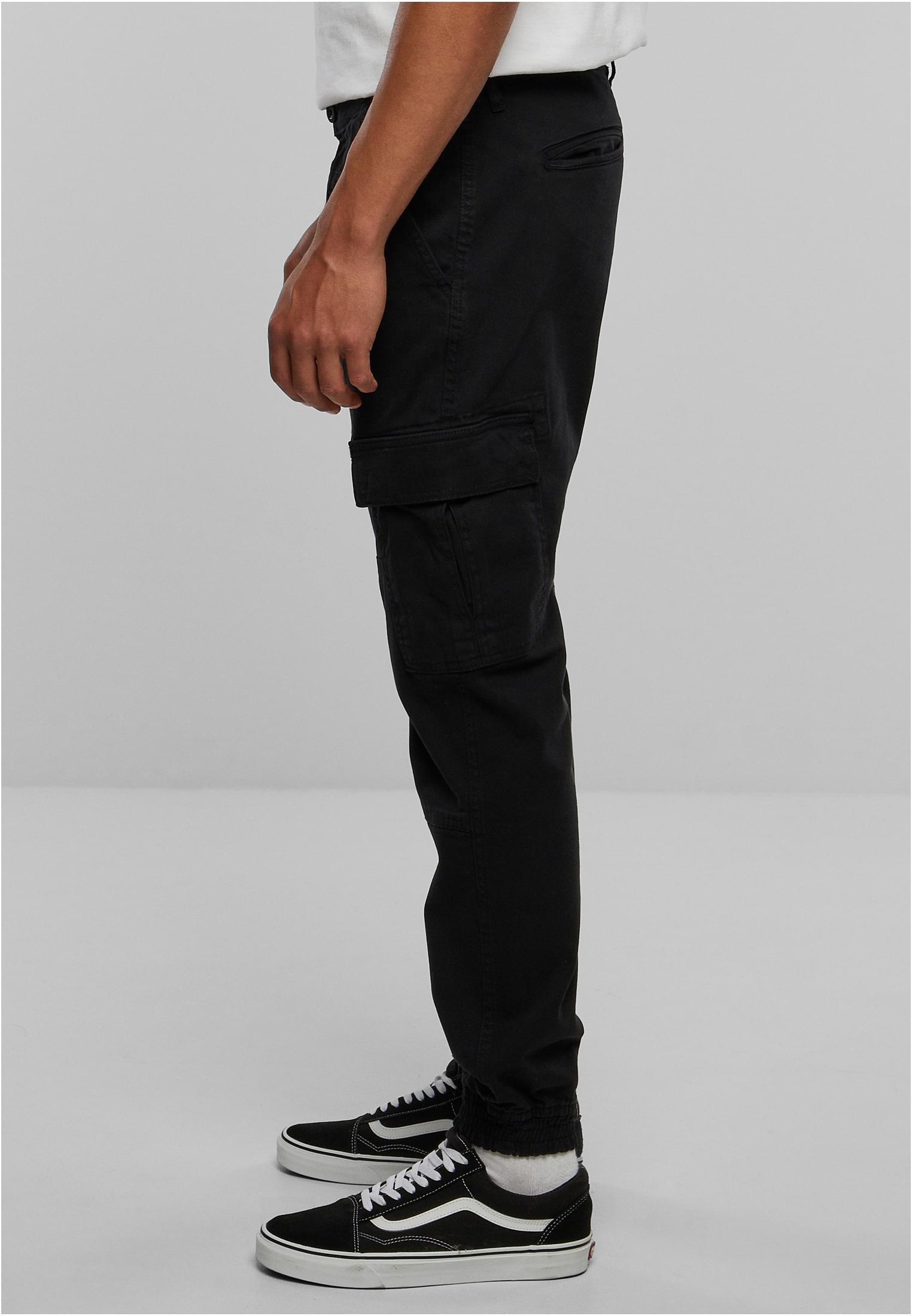 Washed Cargo Twill Jogging Pants | black