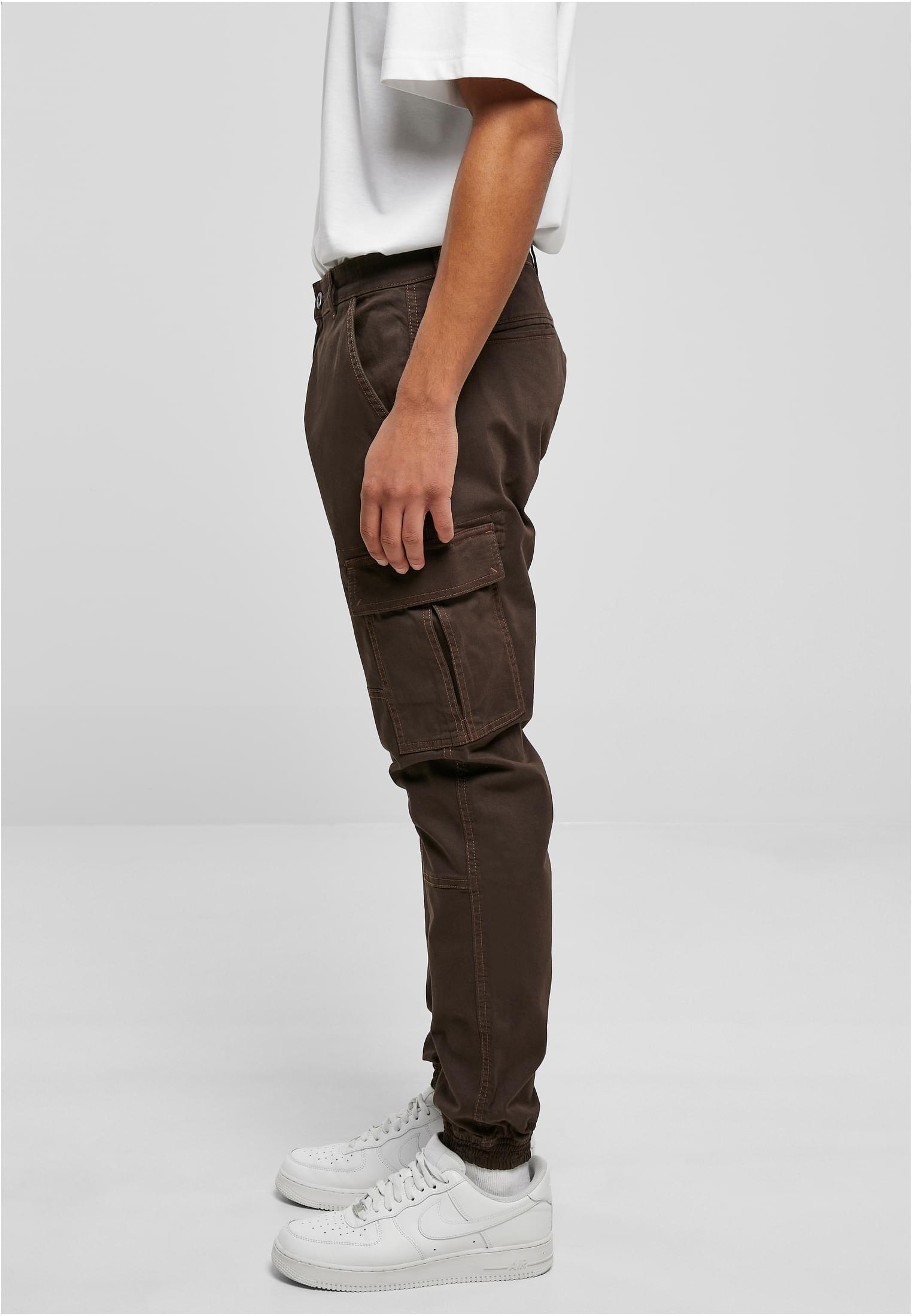 Washed Cargo Twill Jogging Pants | brown