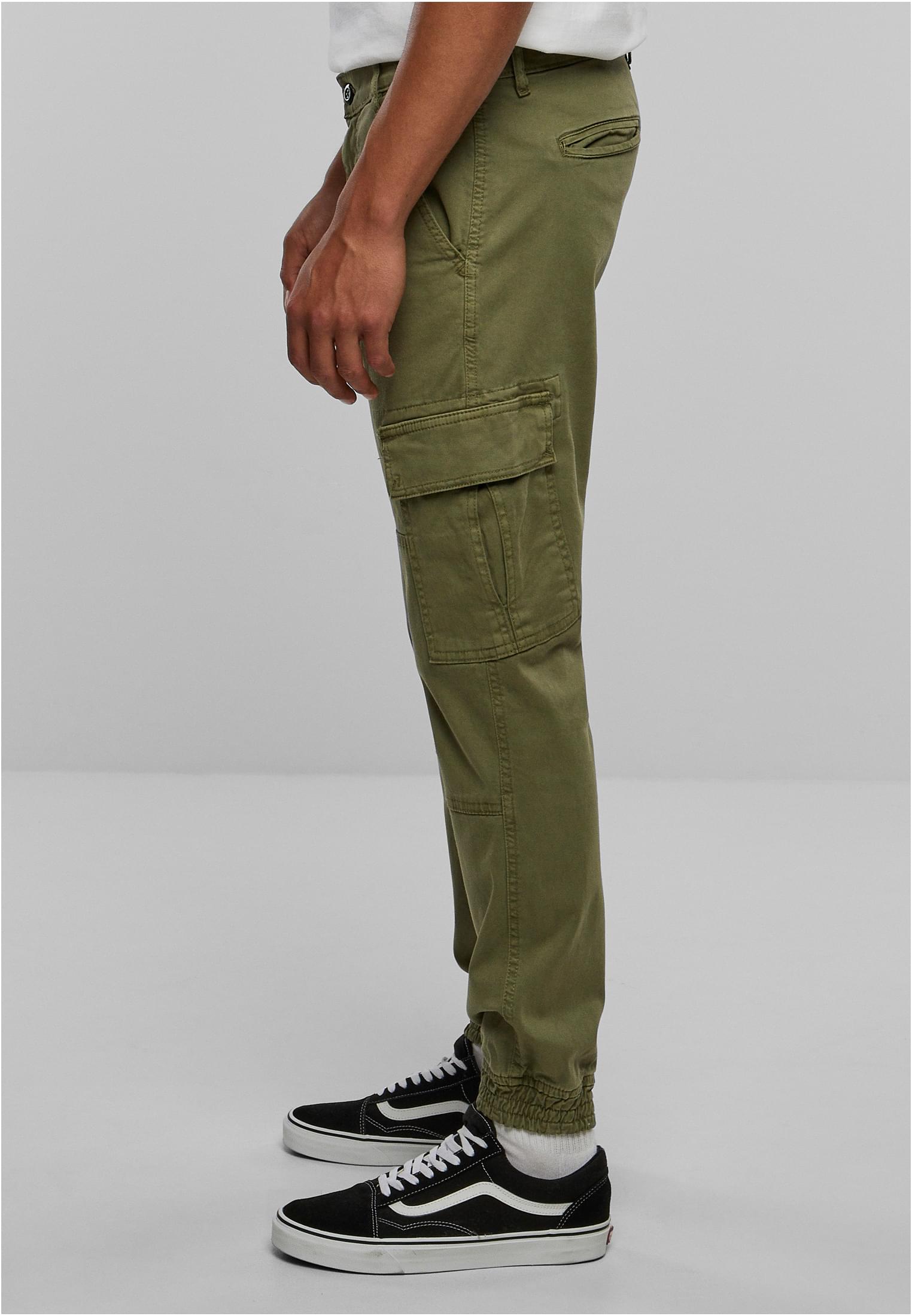 Washed Cargo Twill Jogging Pants | olive