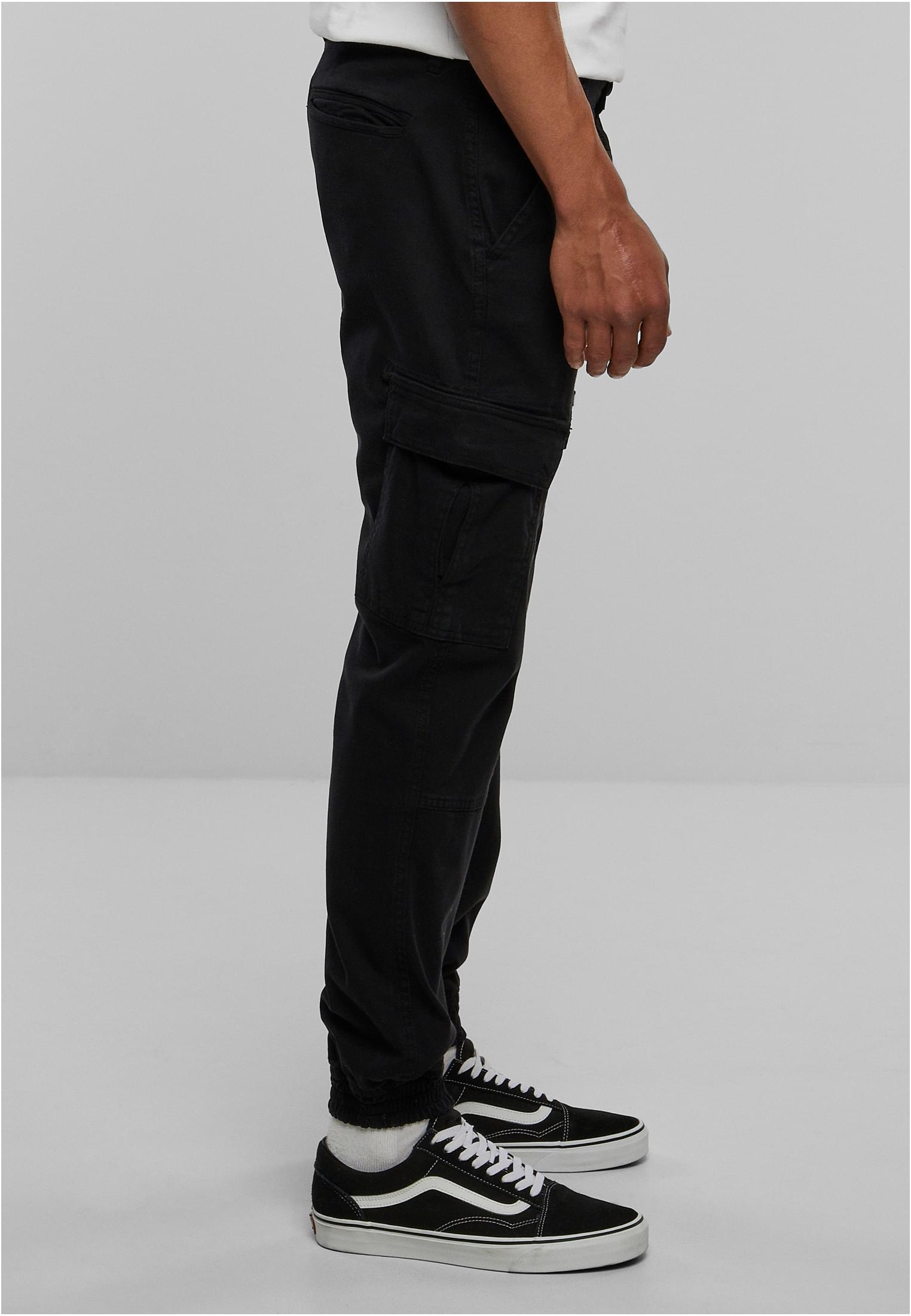 Washed Cargo Twill Jogging Pants | black