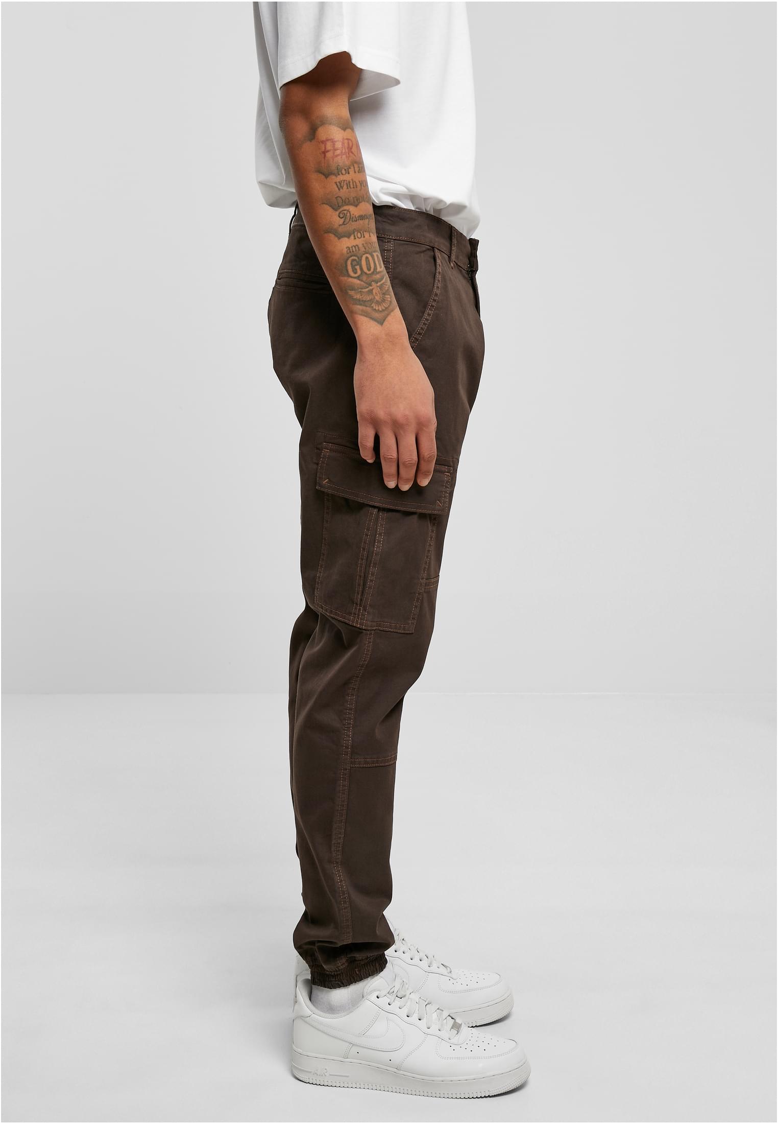 Washed Cargo Twill Jogging Pants | brown