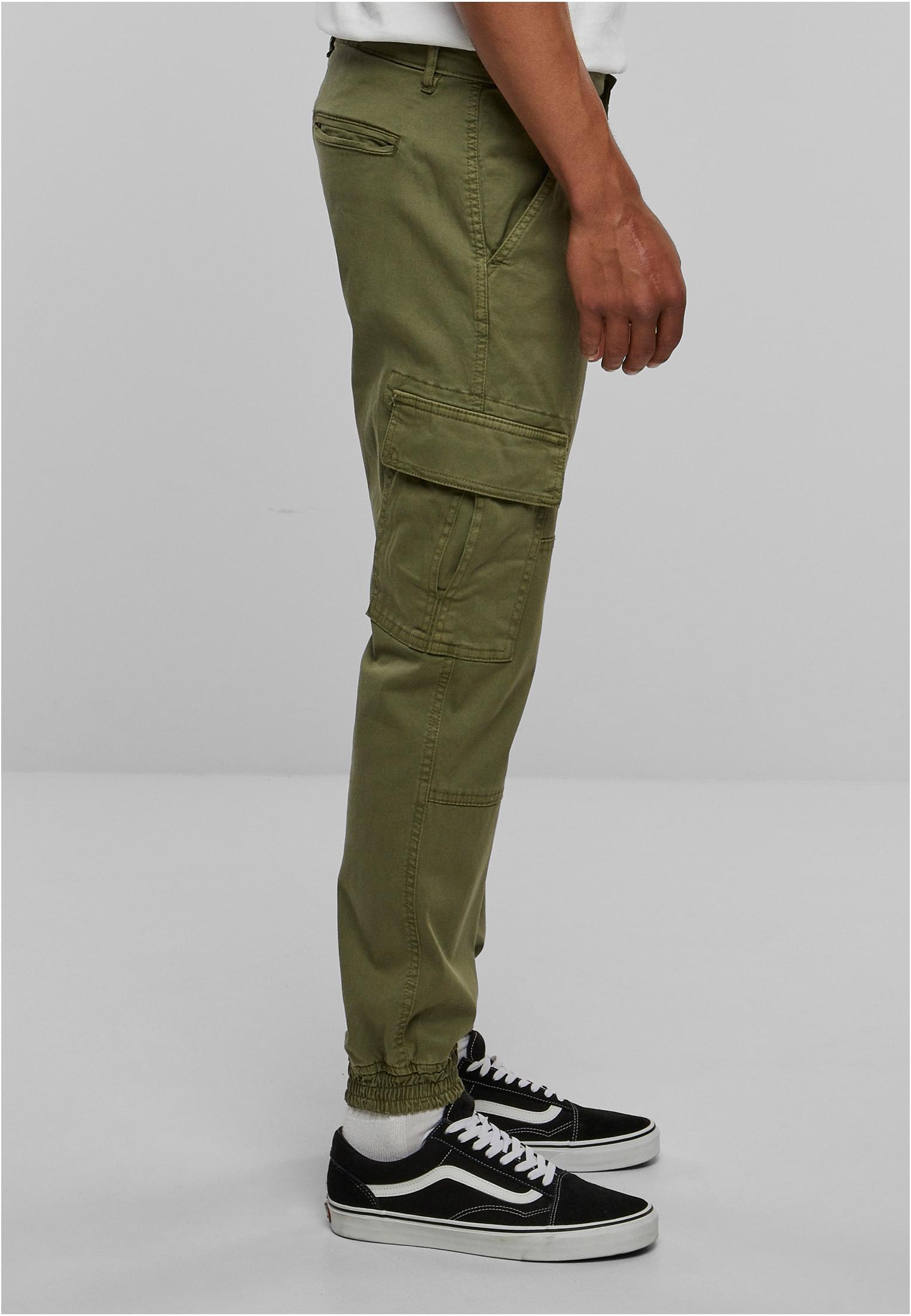 Washed Cargo Twill Jogging Pants | olive