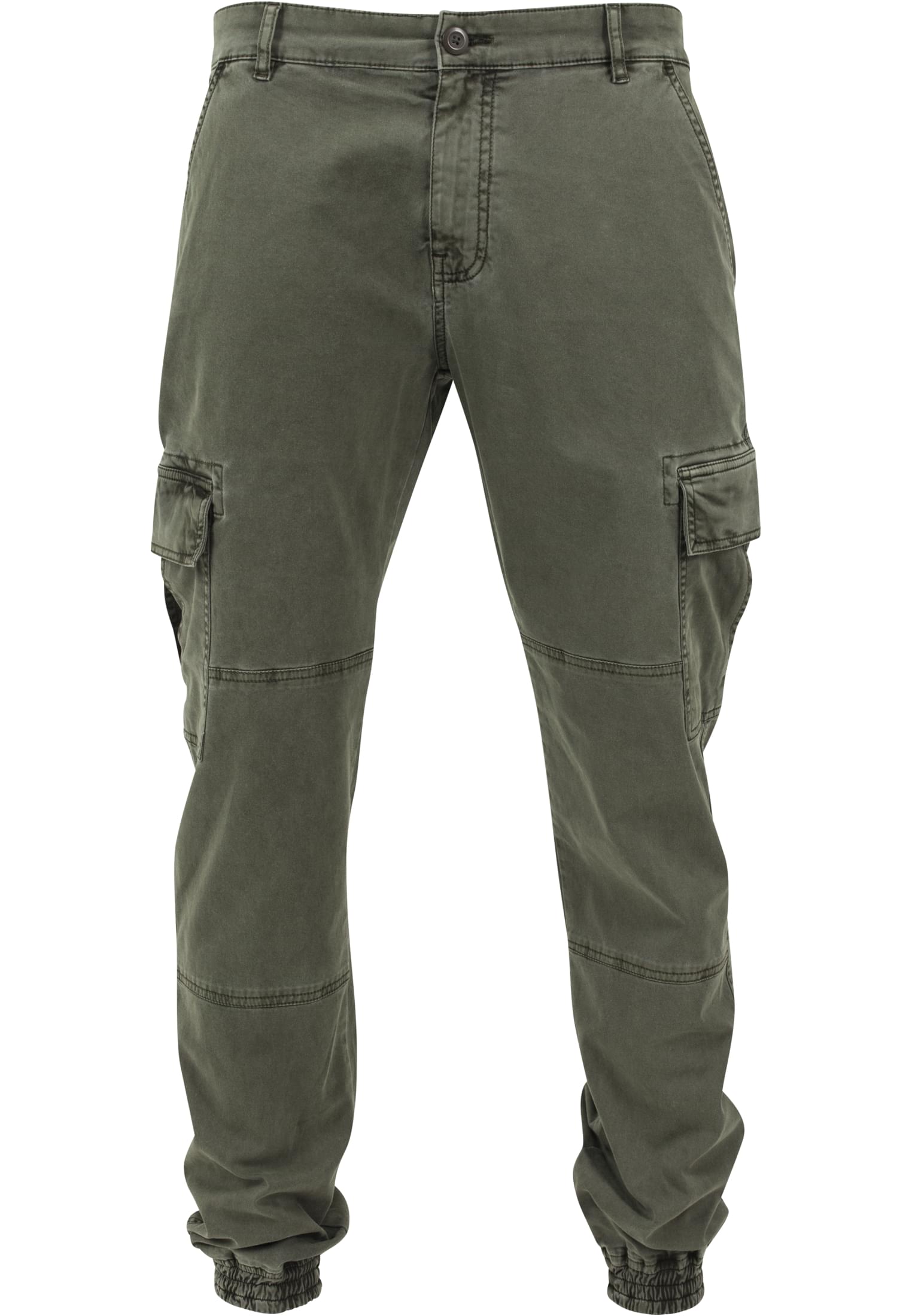 Washed Cargo Twill Jogging Pants | olive