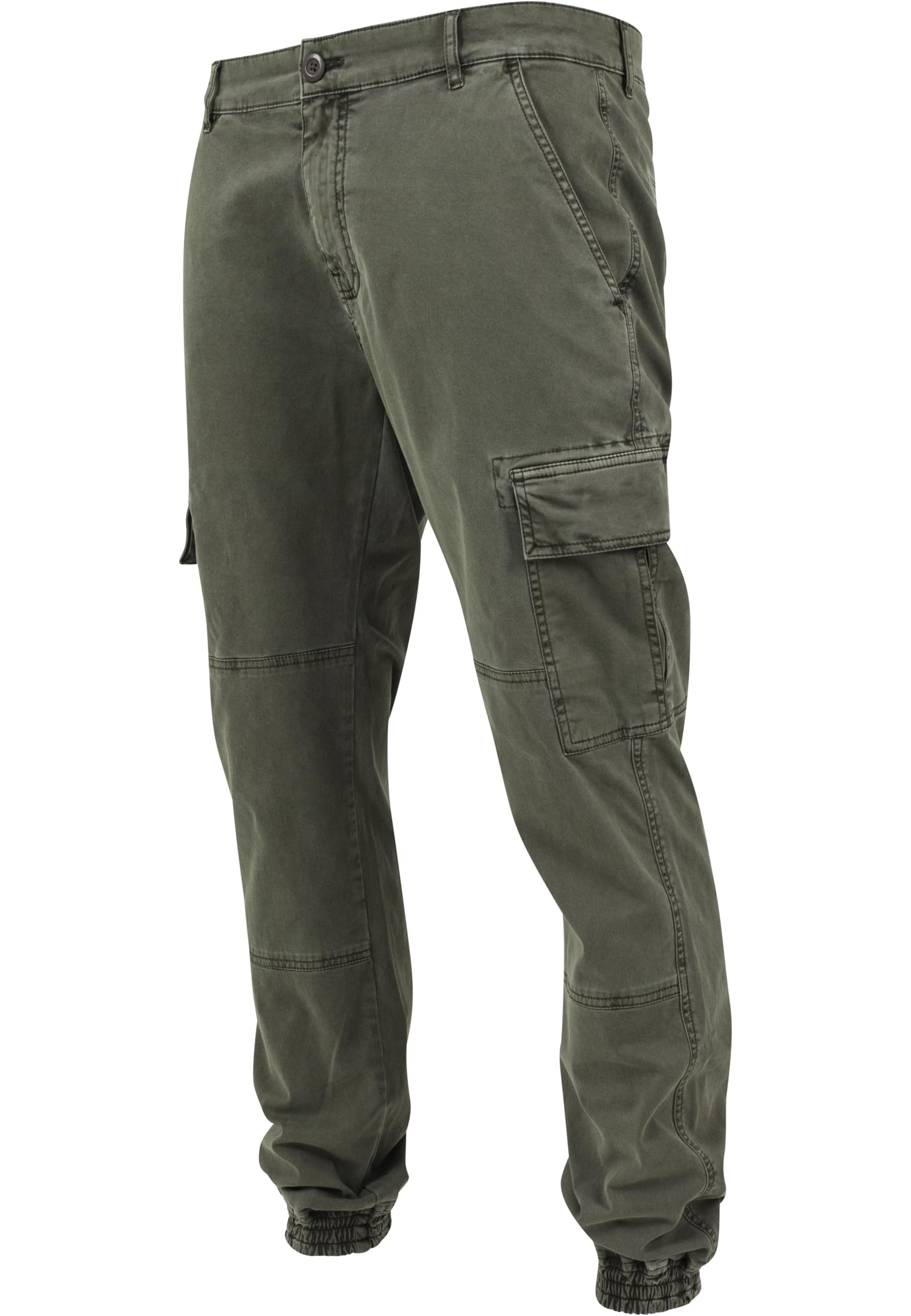 Washed Cargo Twill Jogging Pants | olive