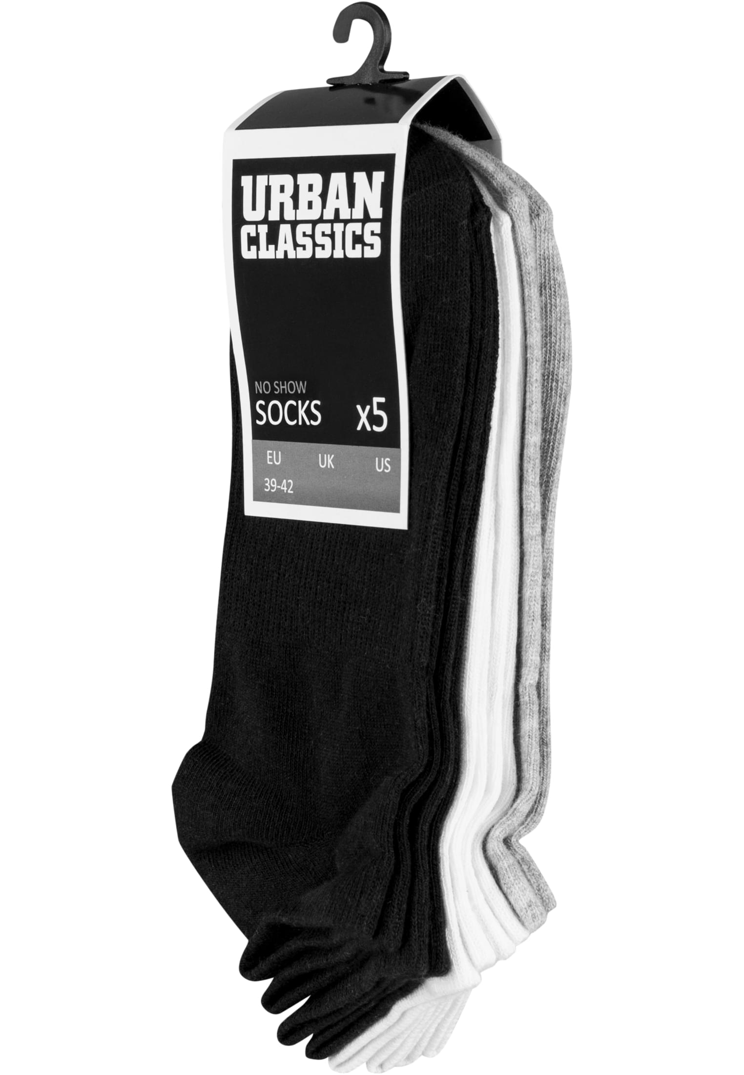 No Show Socks 5-Pack | blk/wht/gry