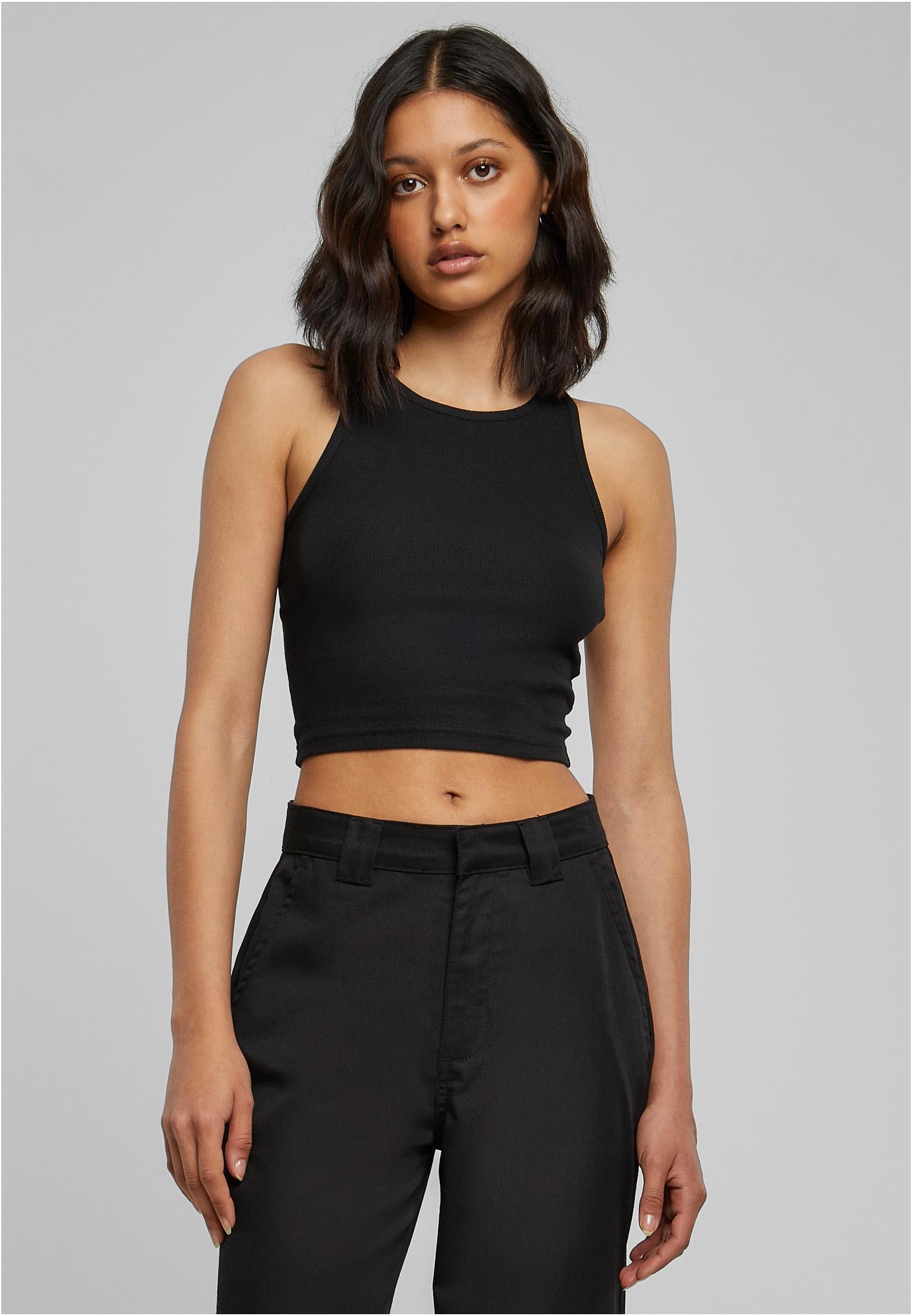 Ladies Cropped Rib Top 2-Pack | black+black