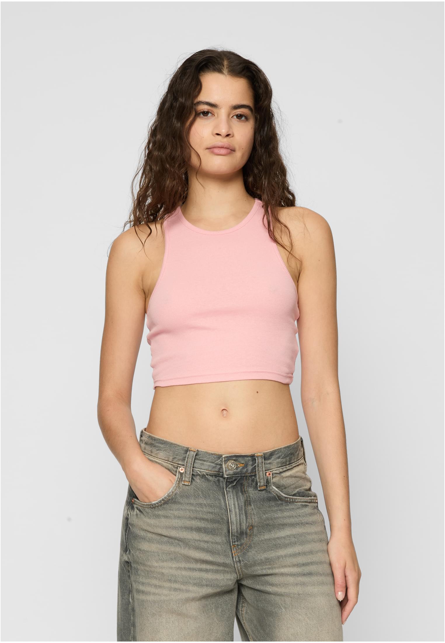 Ladies Cropped Rib Top 2-Pack | lemonadepink+white