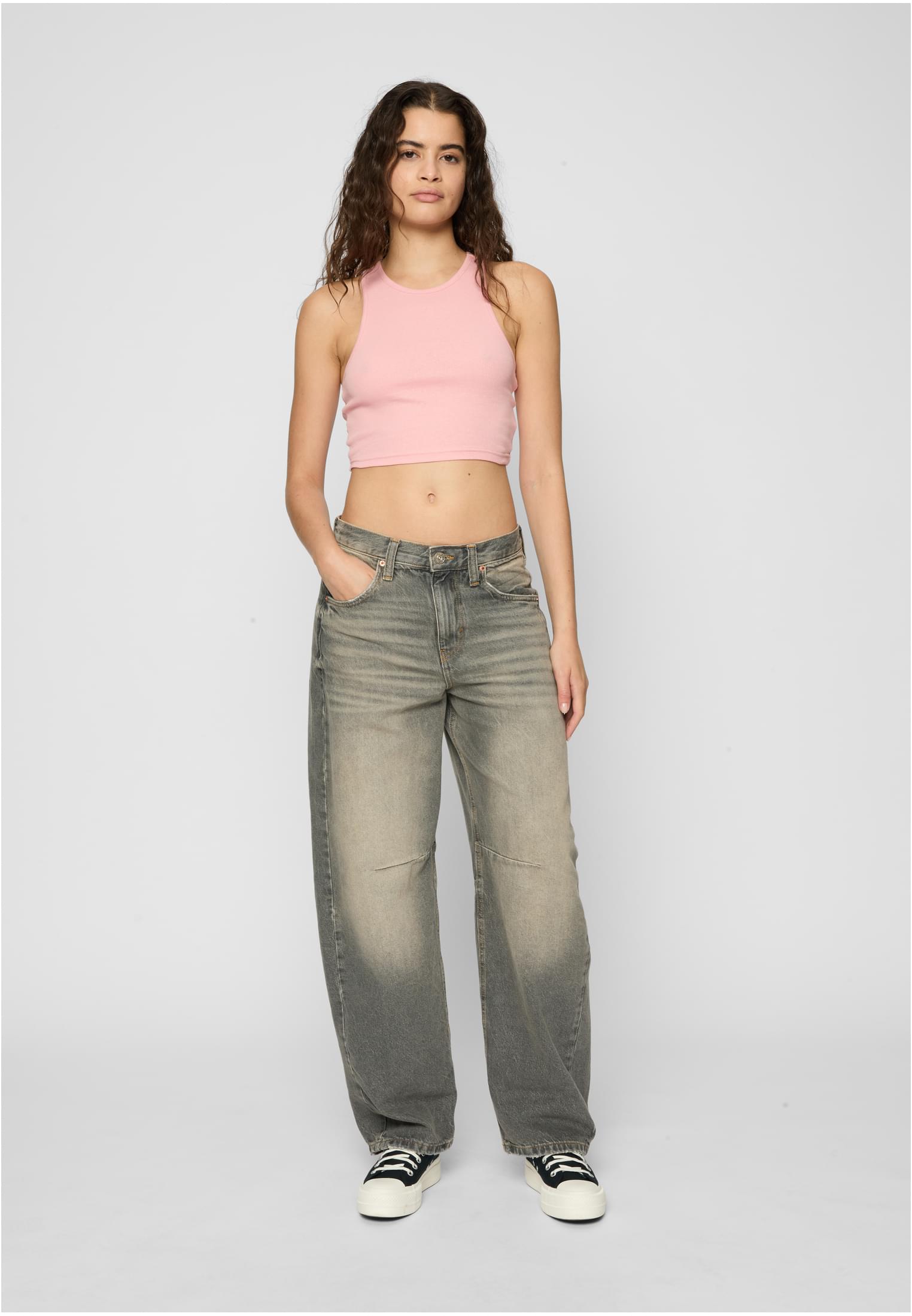 Ladies Cropped Rib Top 2-Pack | lemonadepink+white