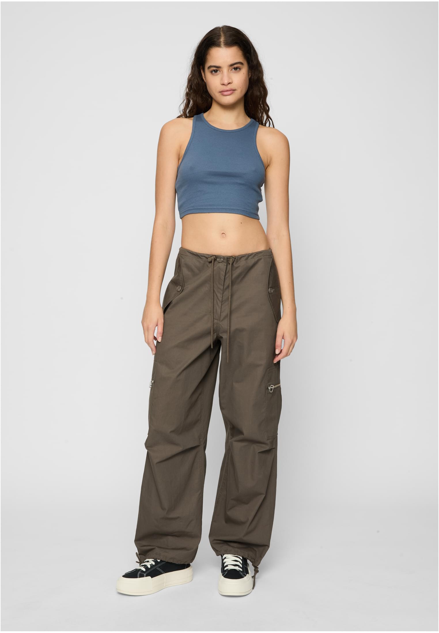 Ladies Cropped Rib Top 2-Pack | vintageblue+black