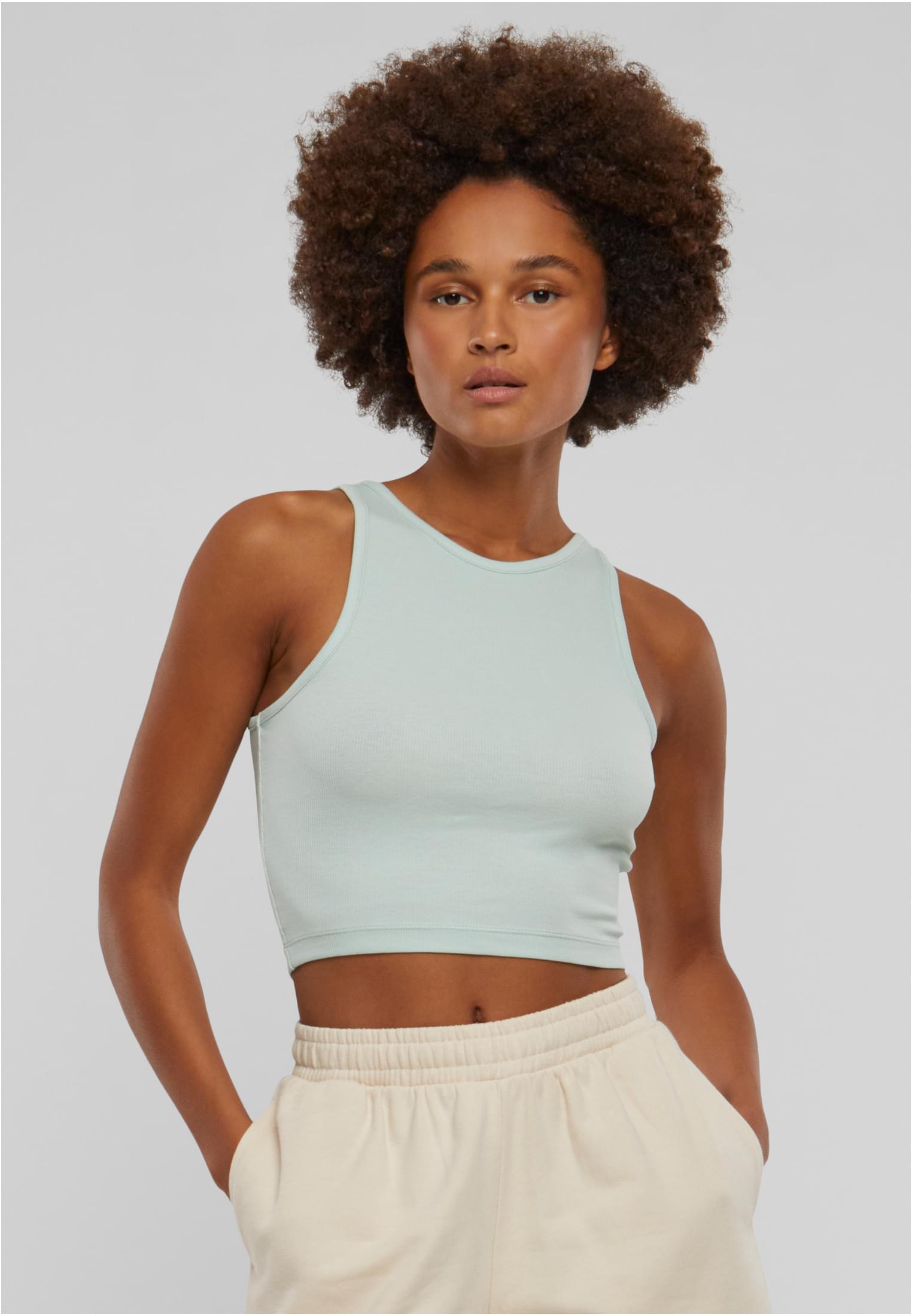 Ladies Cropped Rib Top 2-Pack | frostmint+white