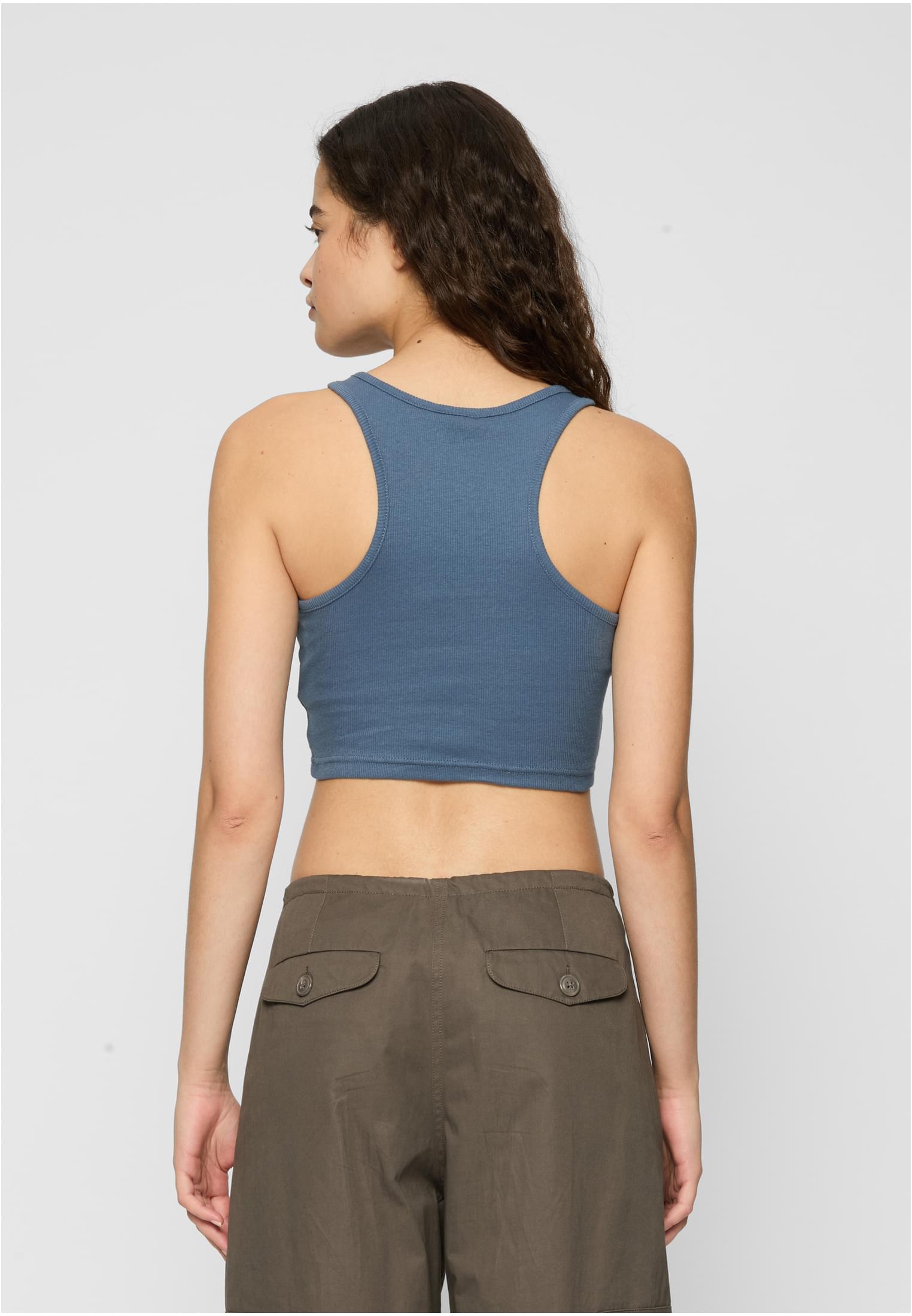 Ladies Cropped Rib Top 2-Pack | vintageblue+black