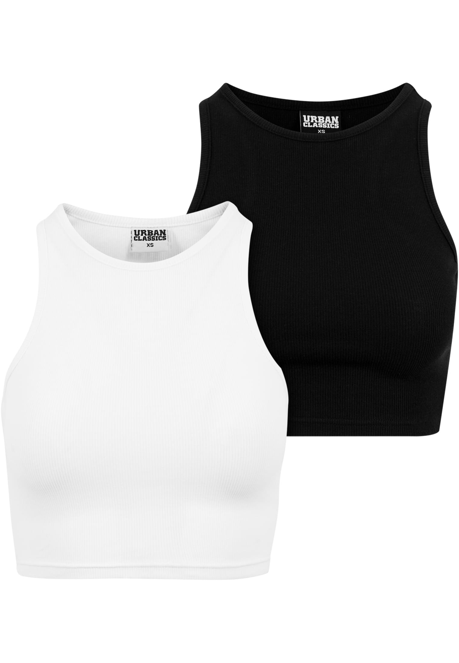 Ladies Cropped Rib Top 2-Pack | white+black