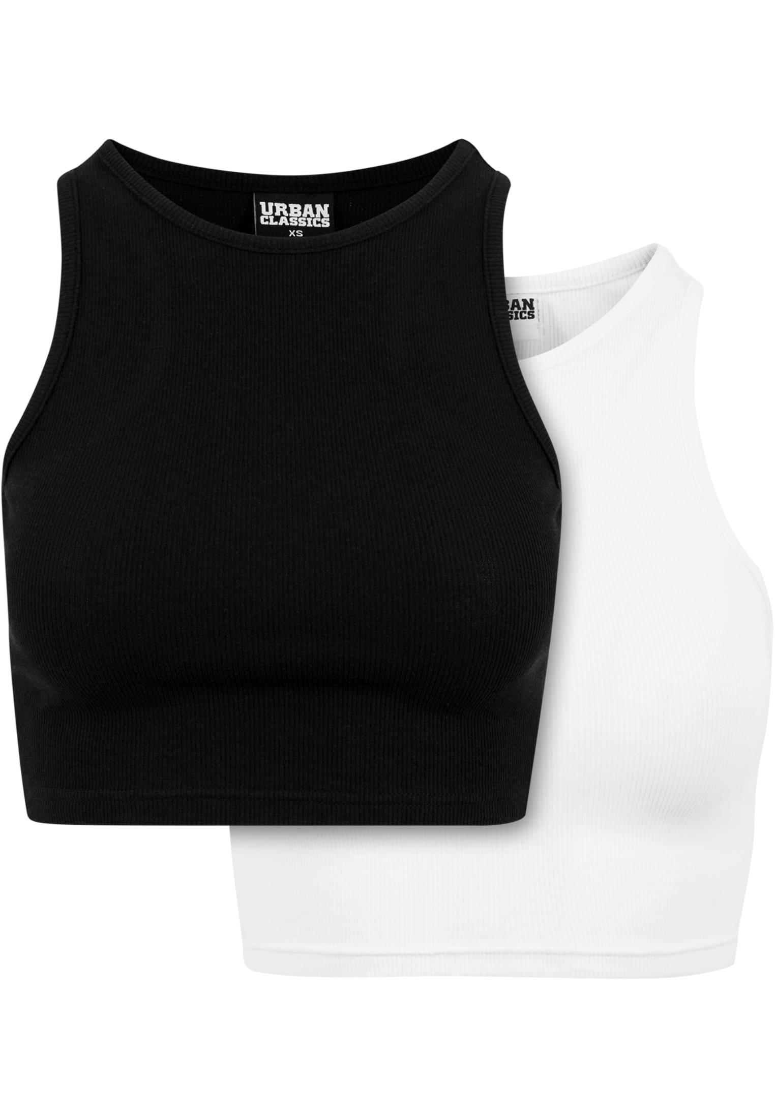 Ladies Cropped Rib Top 2-Pack | black+white