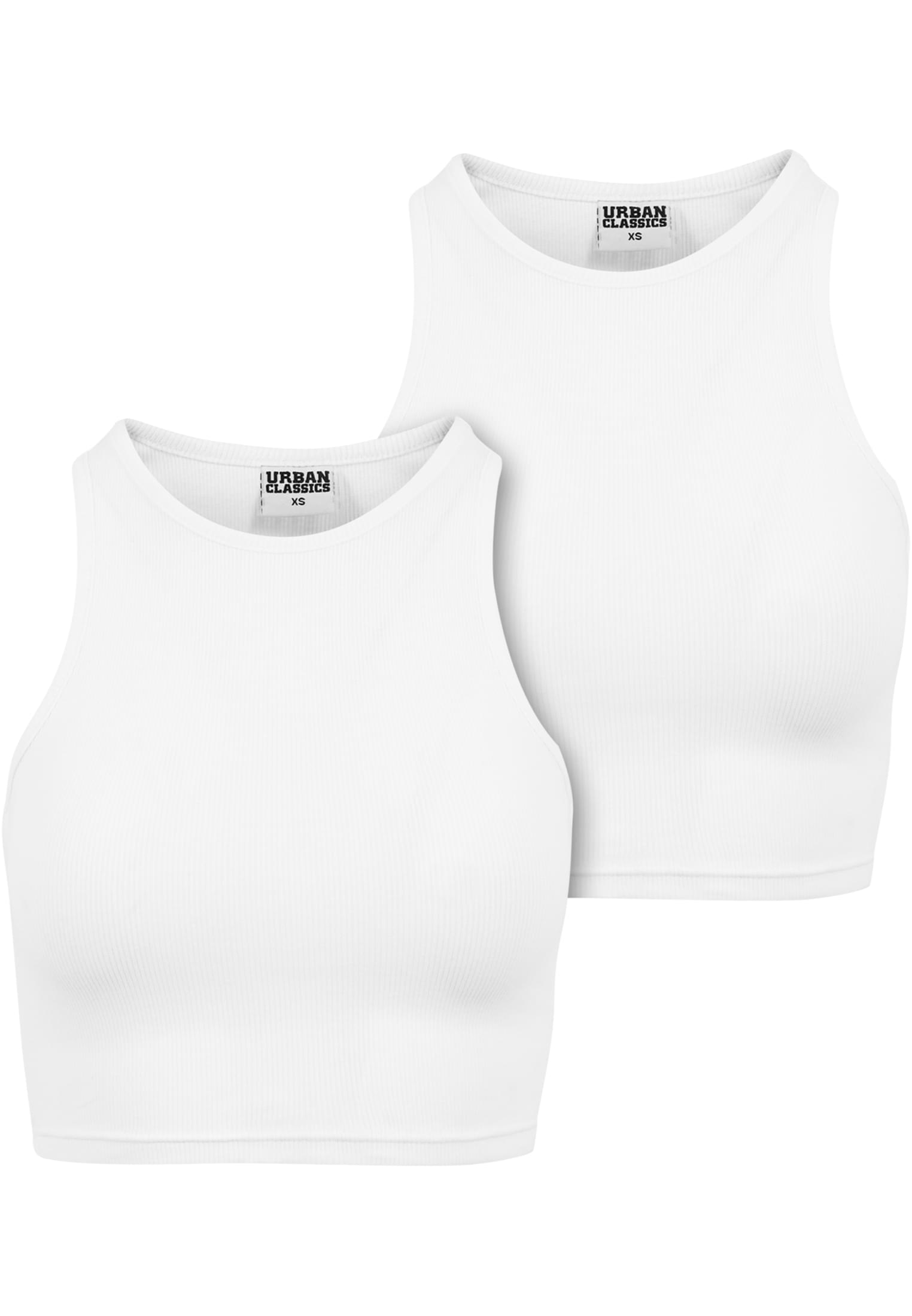 Ladies Cropped Rib Top 2-Pack | white+white