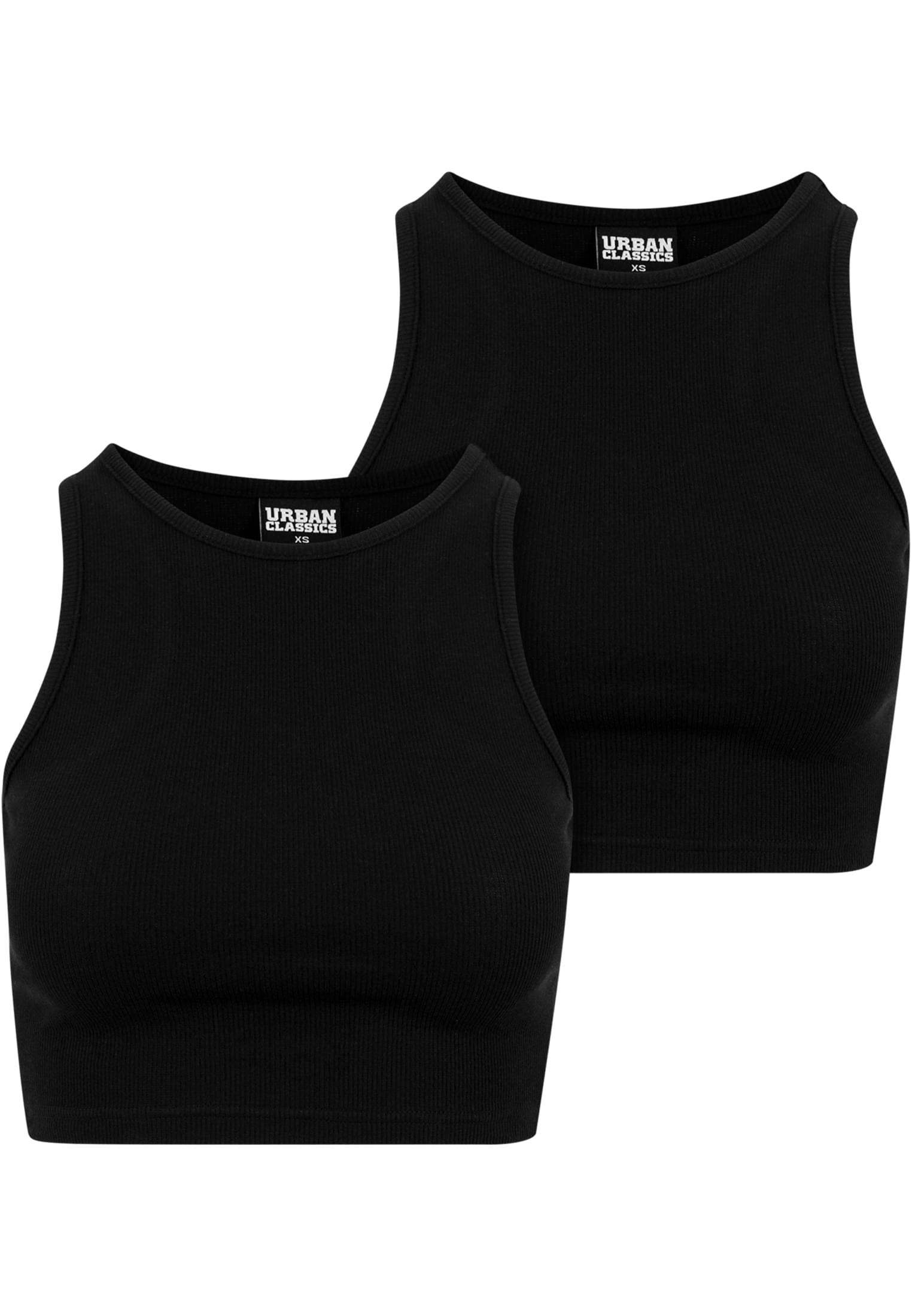 Ladies Cropped Rib Top 2-Pack | black+black