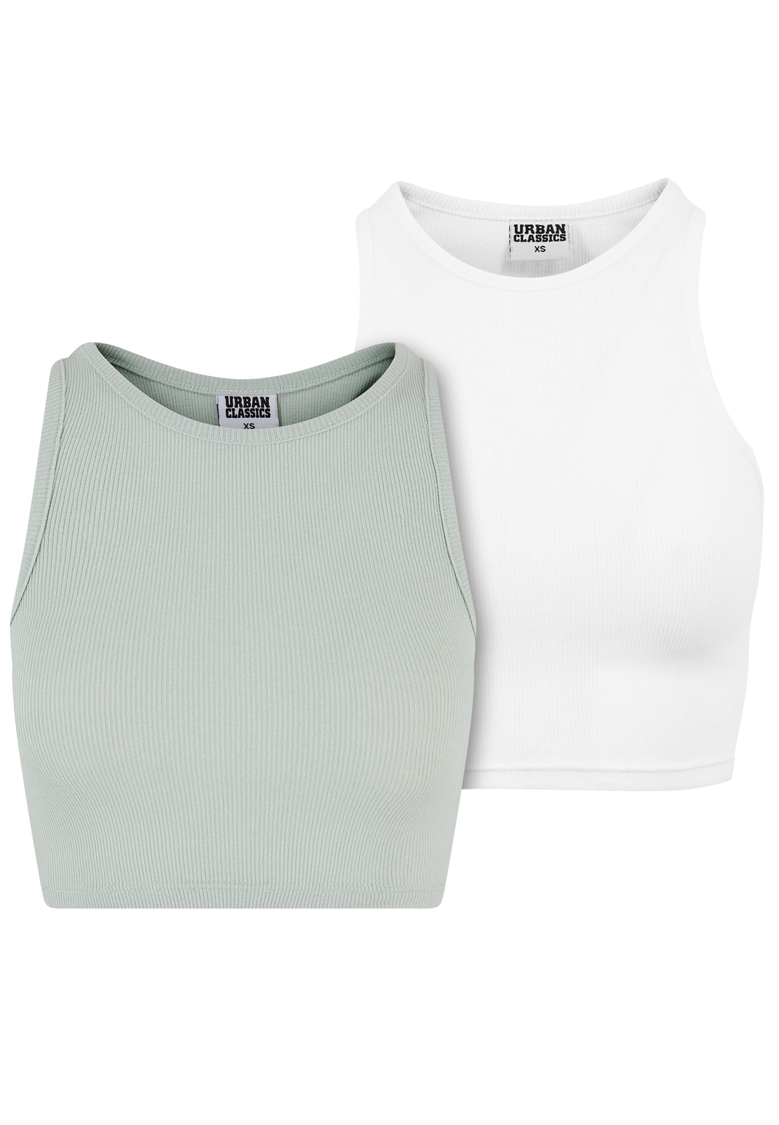 Ladies Cropped Rib Top 2-Pack | frostmint+white