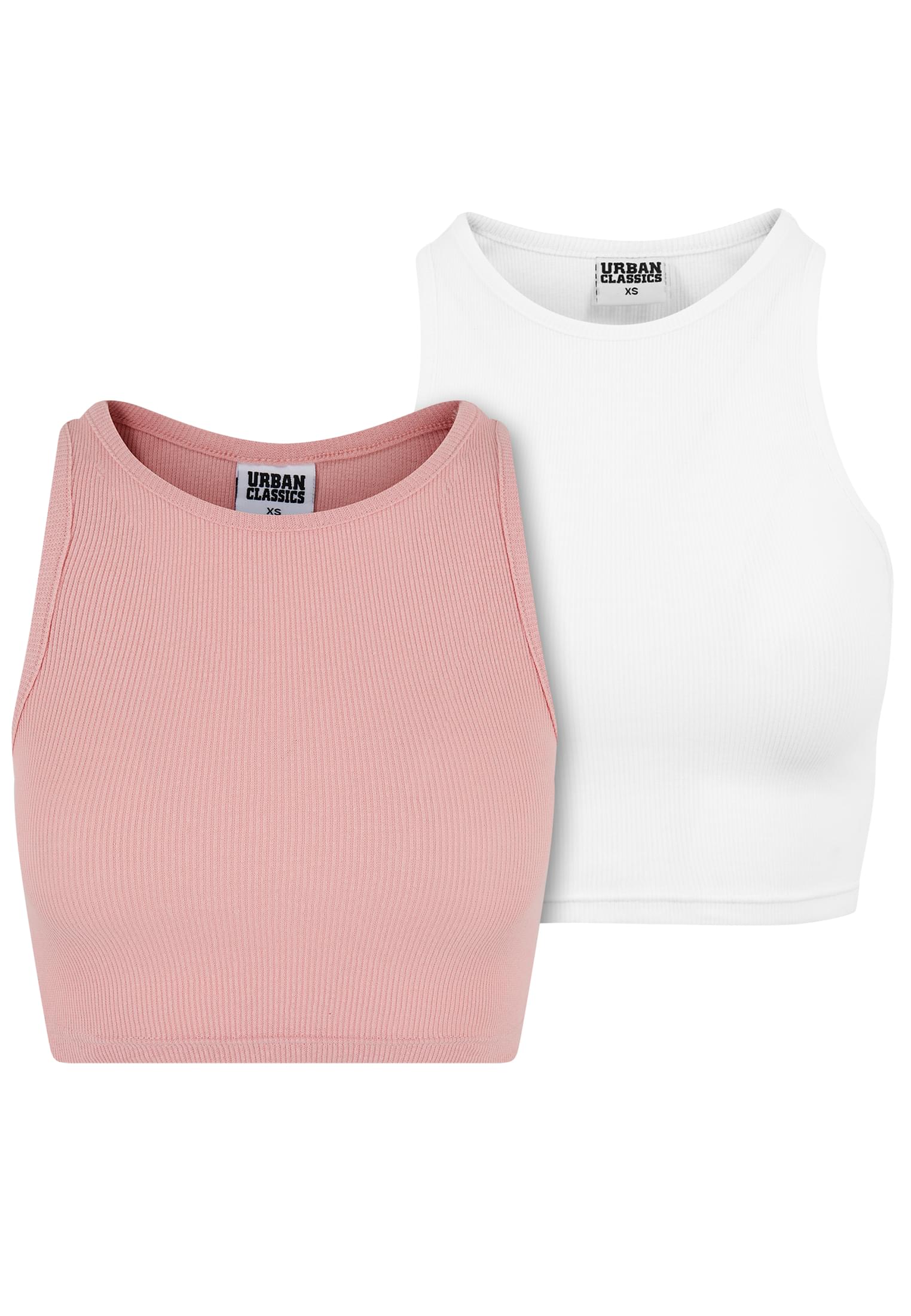 Ladies Cropped Rib Top 2-Pack | lemonadepink+white