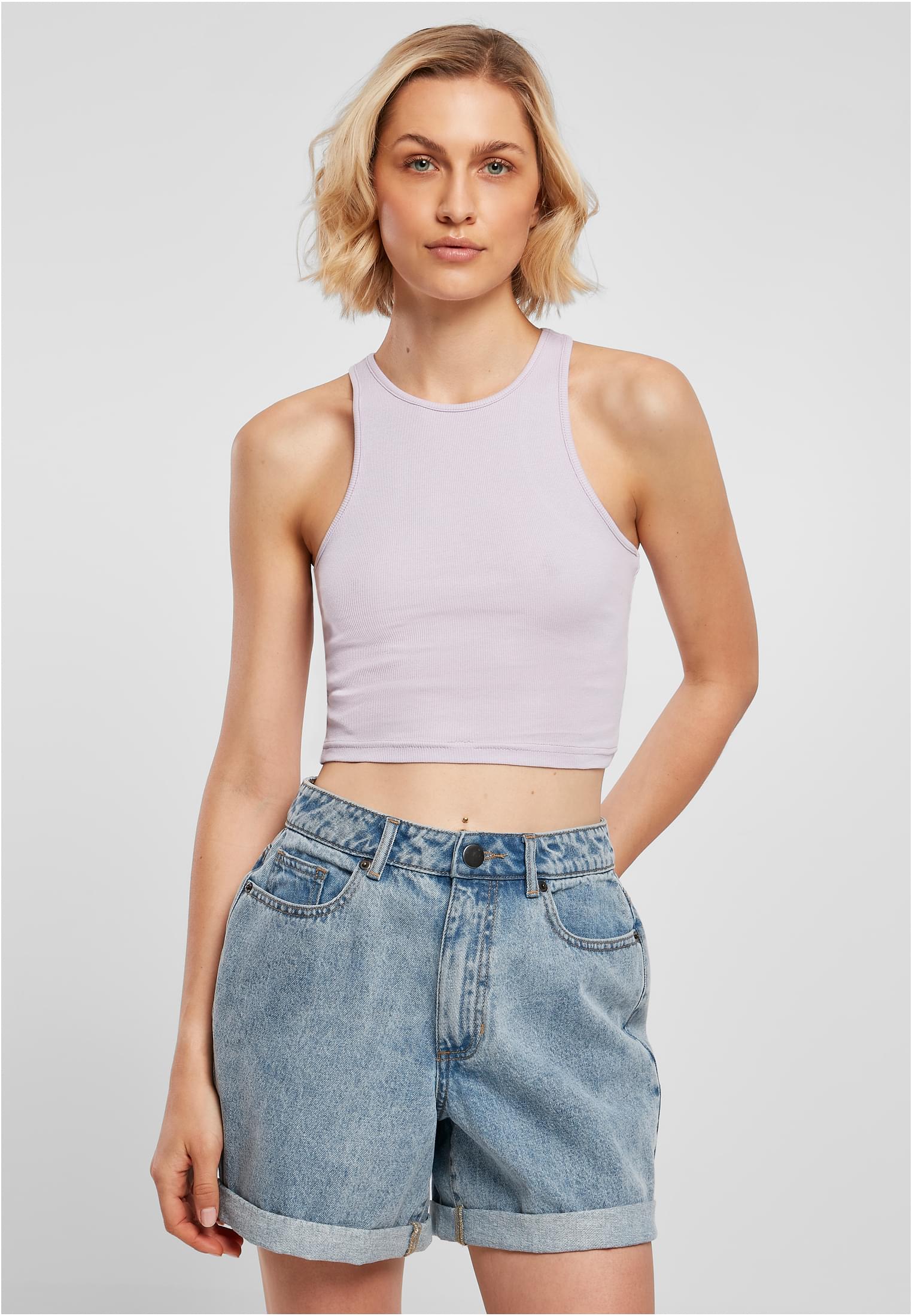 Ladies Cropped Rib Top | lilac