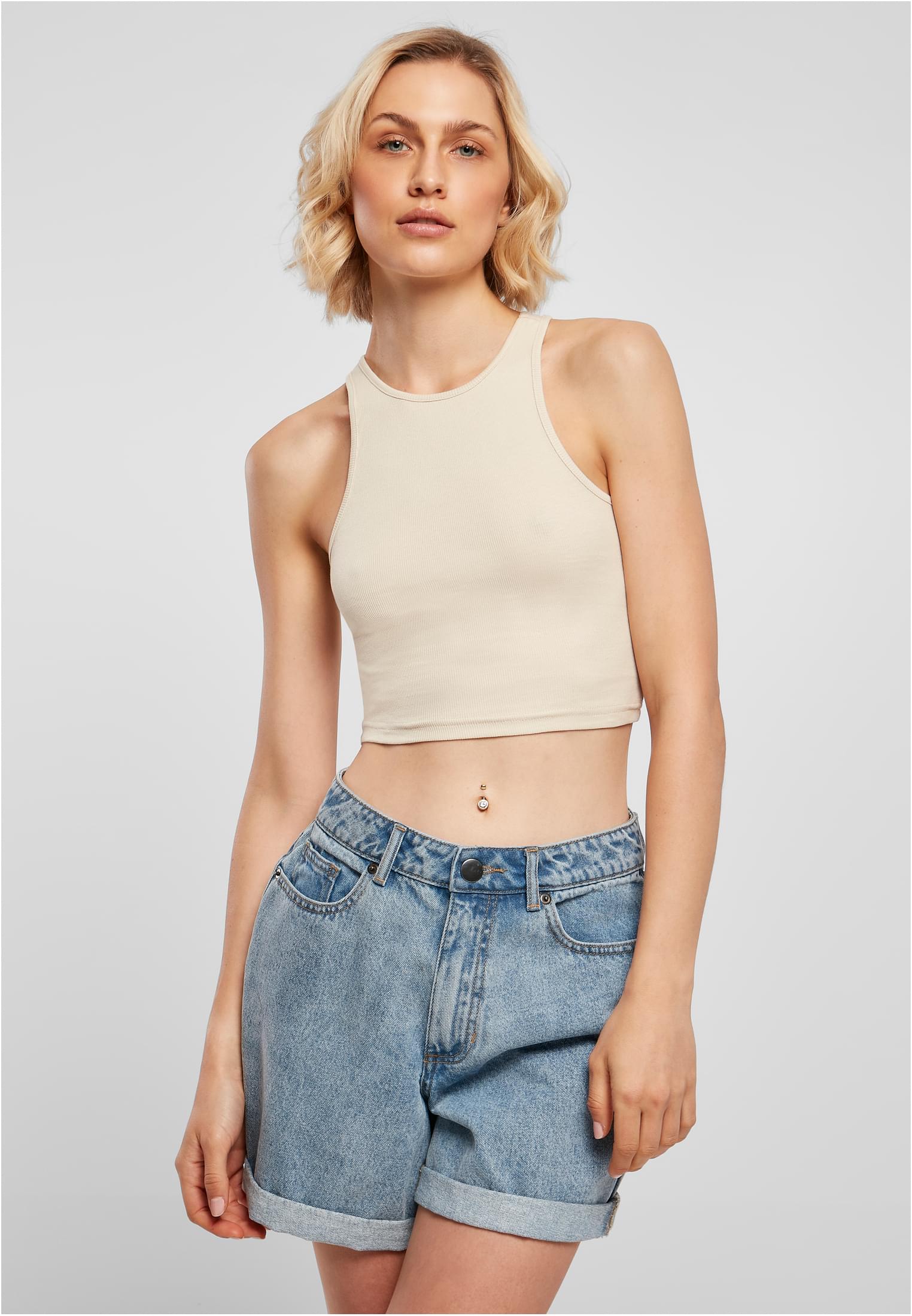 Ladies Cropped Rib Top | softseagrass