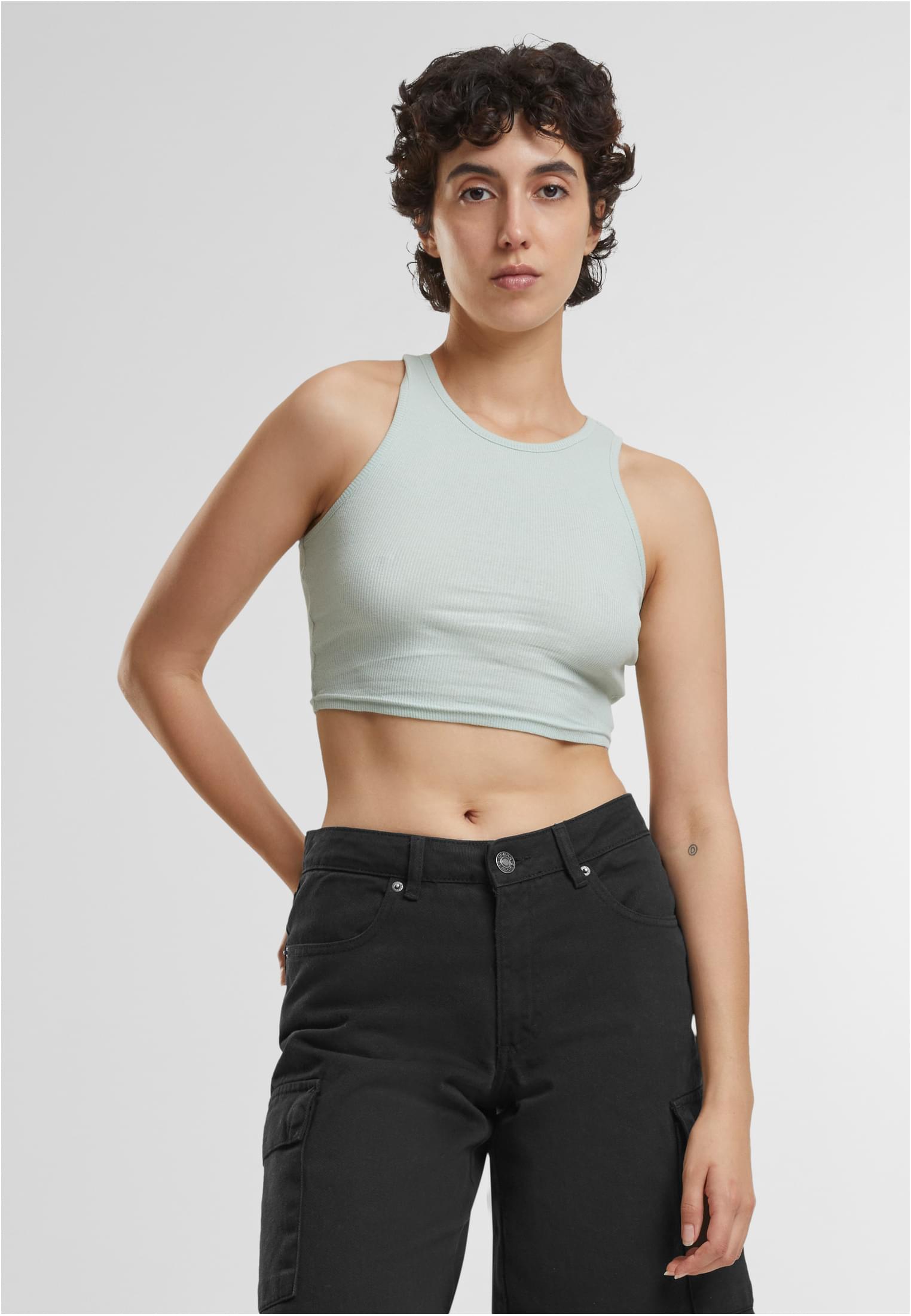 Ladies Cropped Rib Top | frostmint