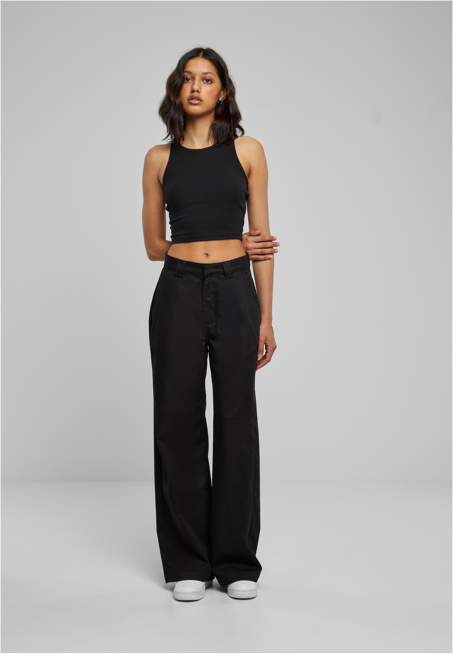 Ladies Cropped Rib Top | black